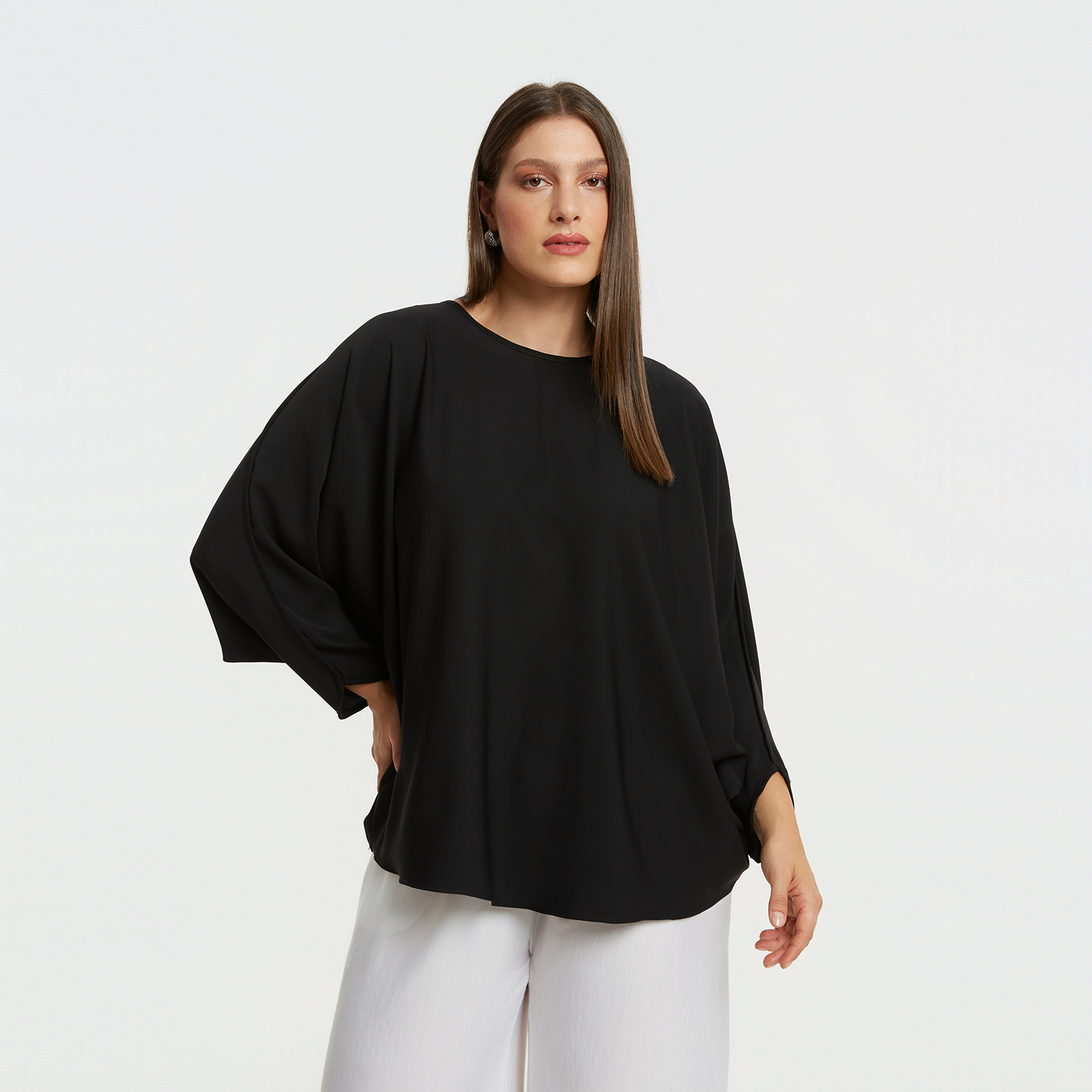 MAT FASHION Μπλούζα με φαρδιά μανίκια από ανάλαφρο κρέπ
