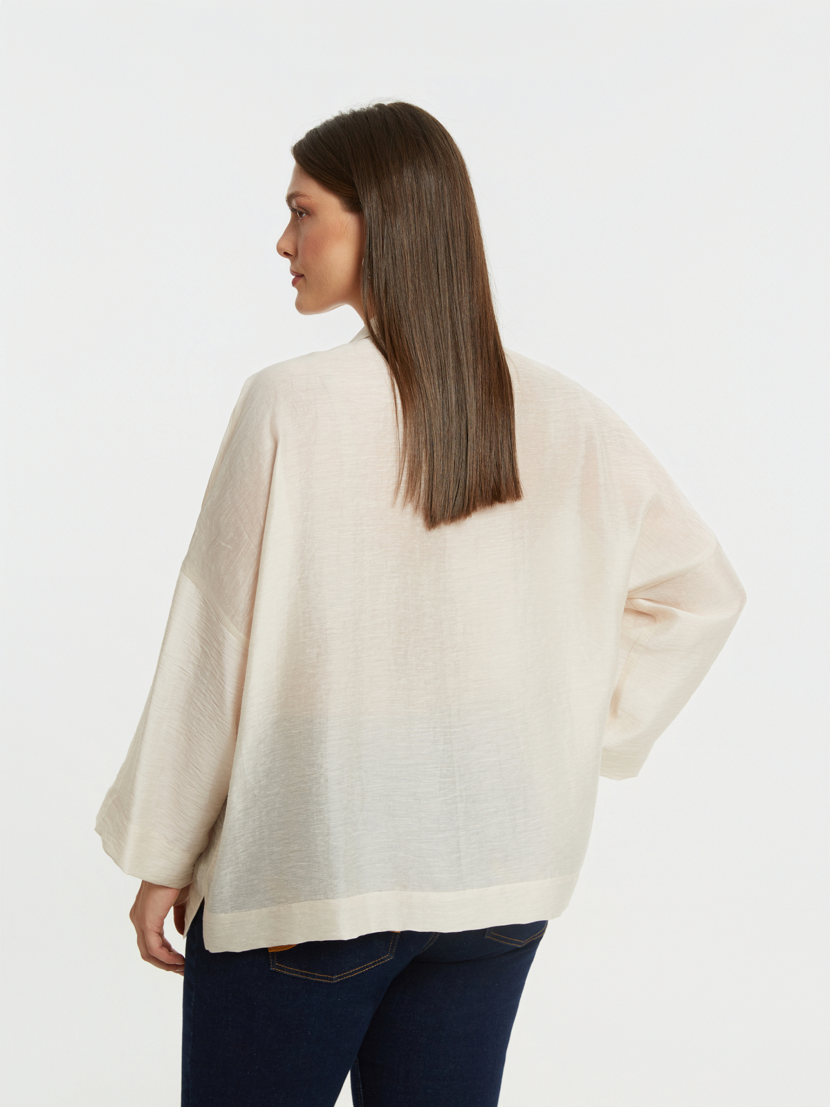 Oversized μπλούζα με γιακά & λινό φωτογραφία