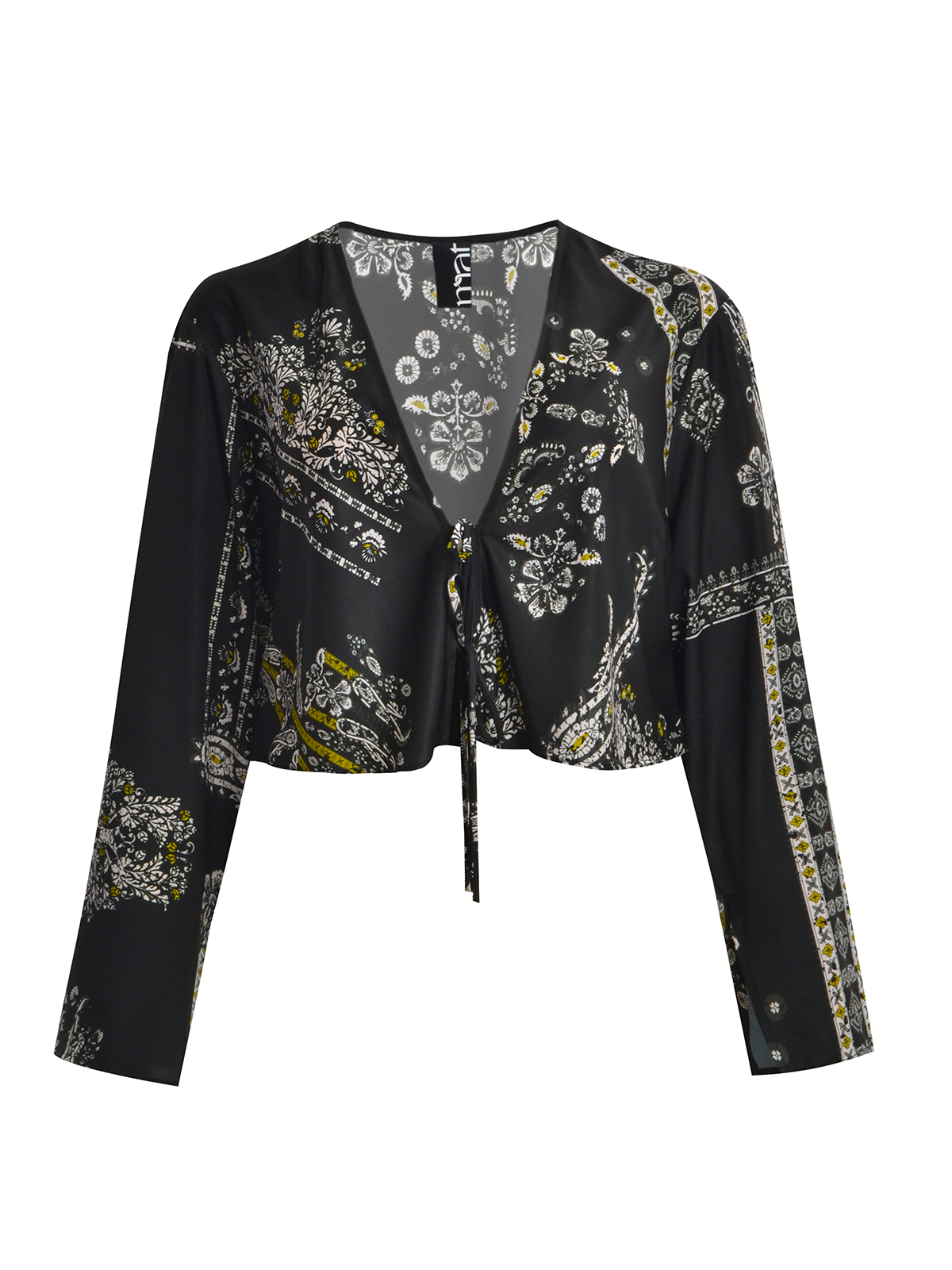 Cropped μπλούζα με δέσιμο και εμπριμέ σχέδιο φωτογραφία