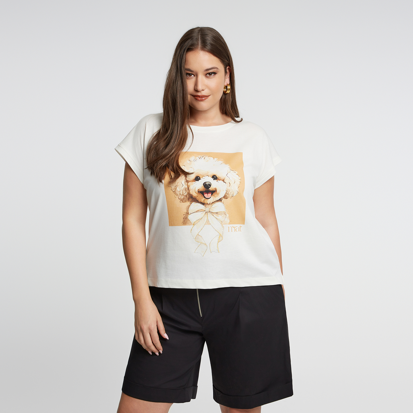 MAT FASHION Βαμβακερό t-shirt με σκυλάκι και φιόγκο