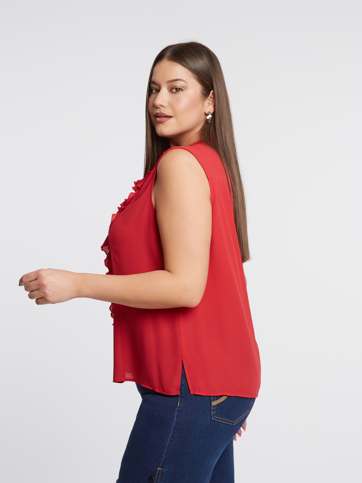 Αμάνικη μπλούζα με βολάν φωτογραφία