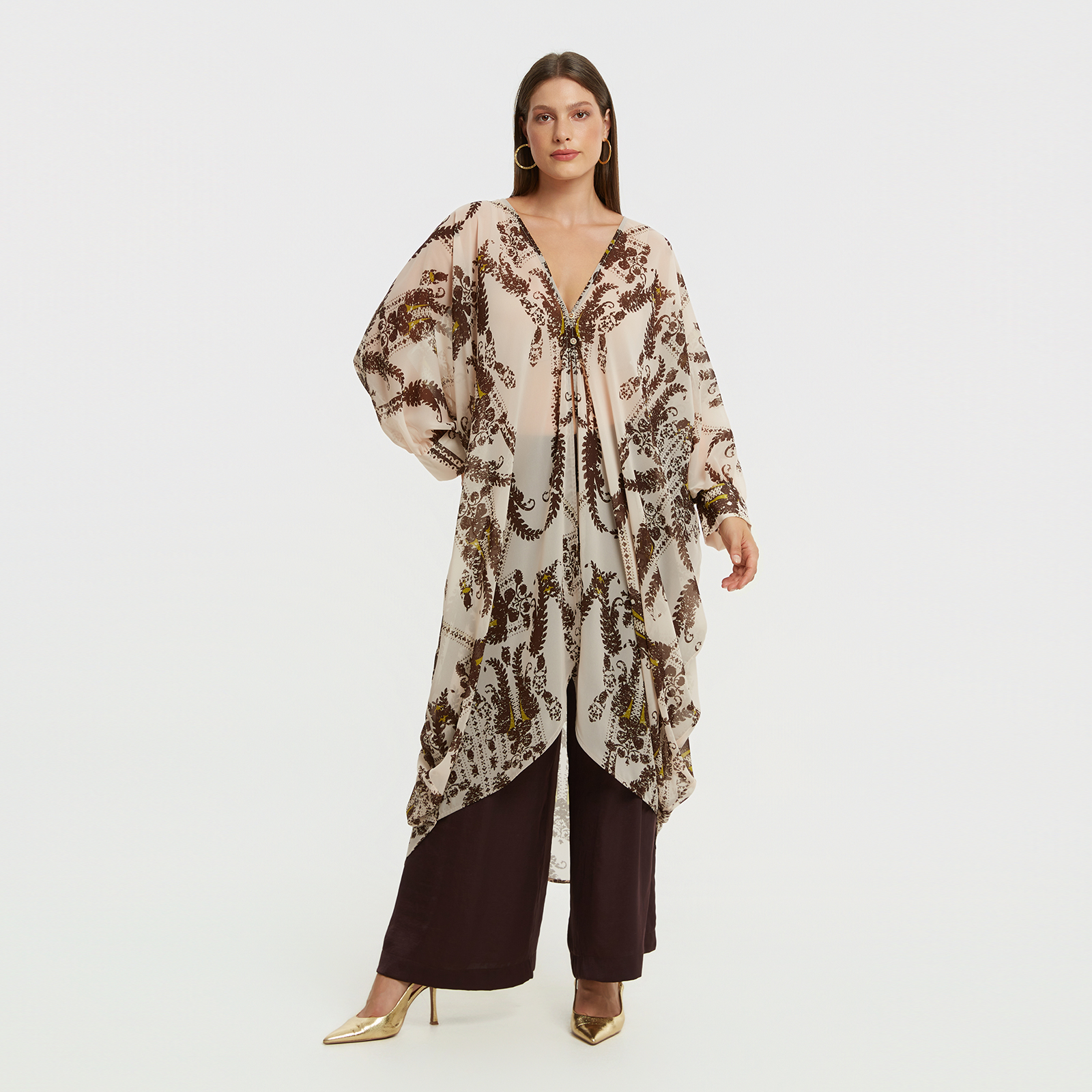 MAT FASHION Eco-chic κιμονό με paisley σχέδιο και κουμπιά