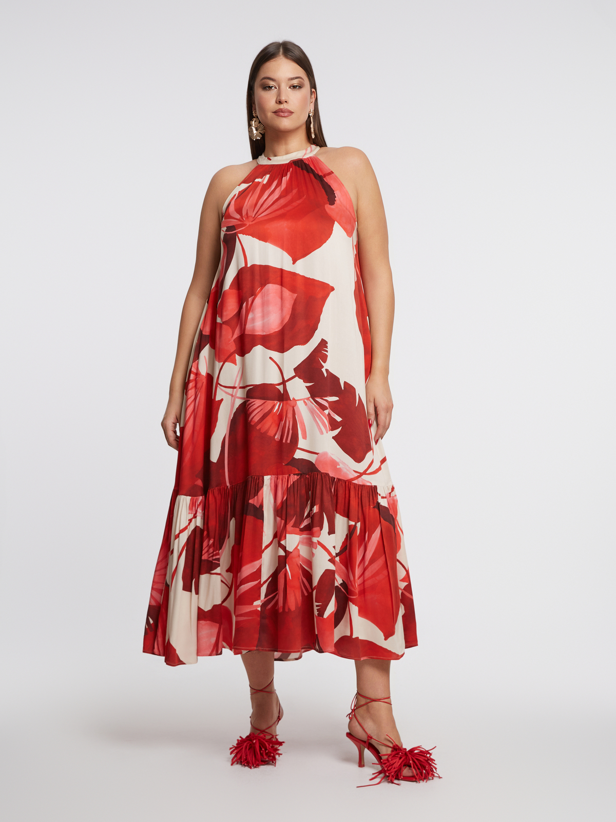 Maxi halter φόρεμα με φλόραλ μοτίβο φωτογραφία