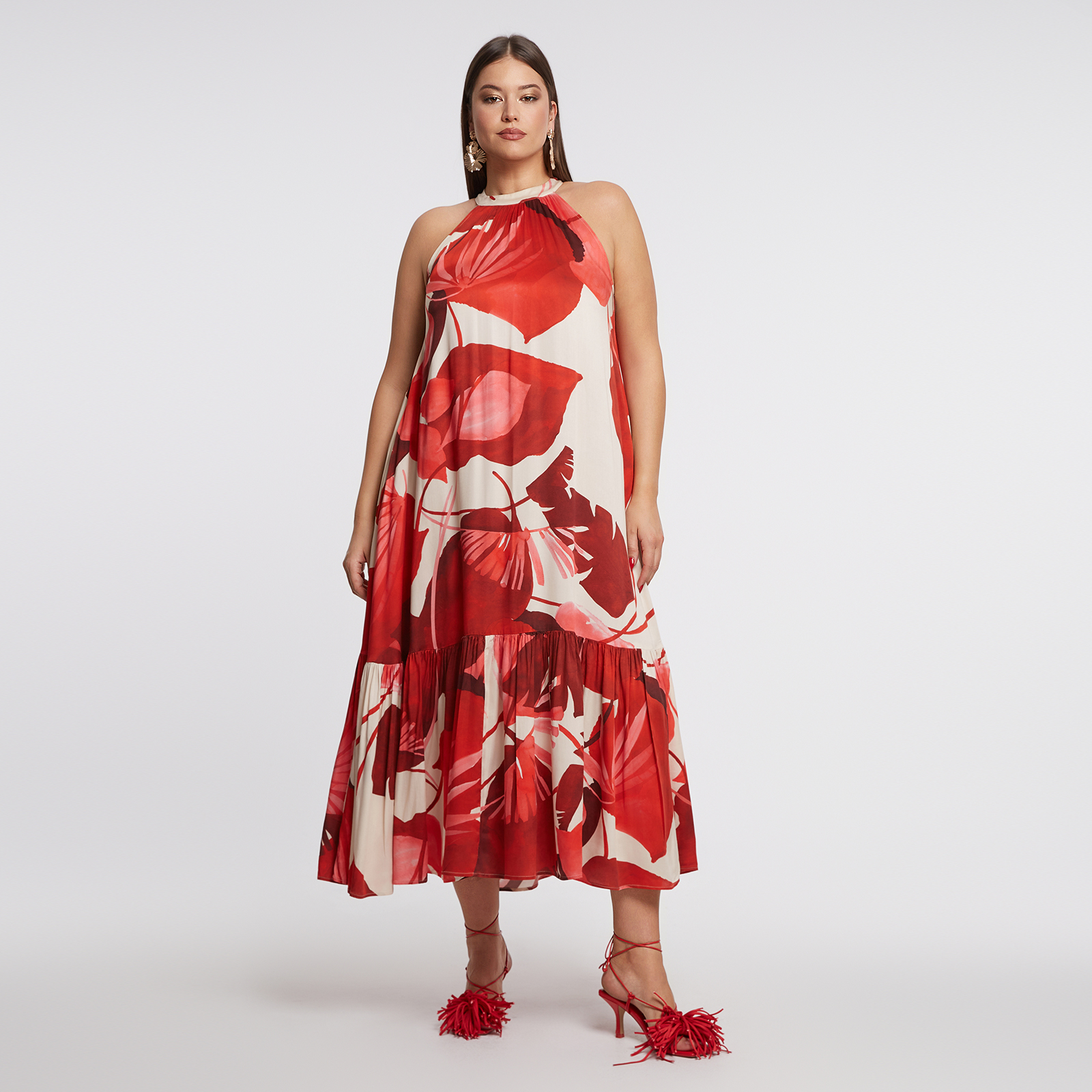 MAT FASHION Maxi halter φόρεμα με φλόραλ μοτίβο