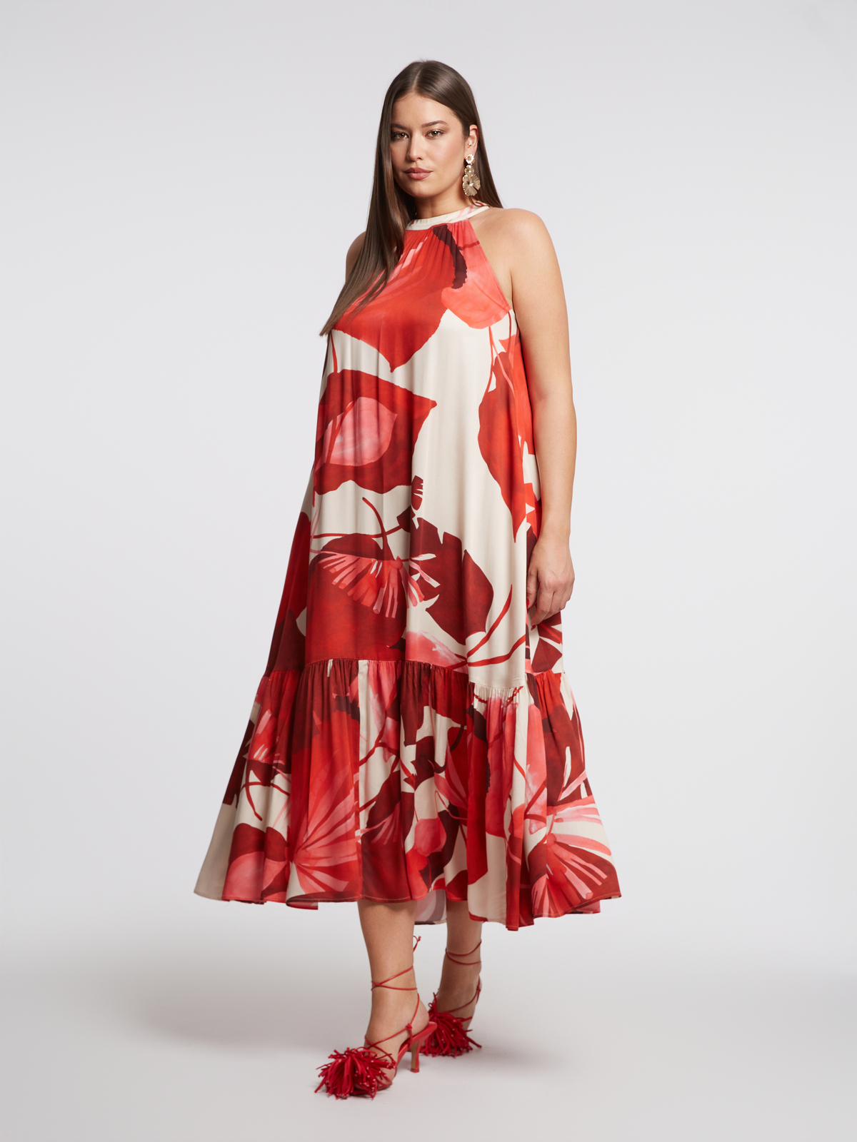 Maxi halter φόρεμα με φλόραλ μοτίβο φωτογραφία