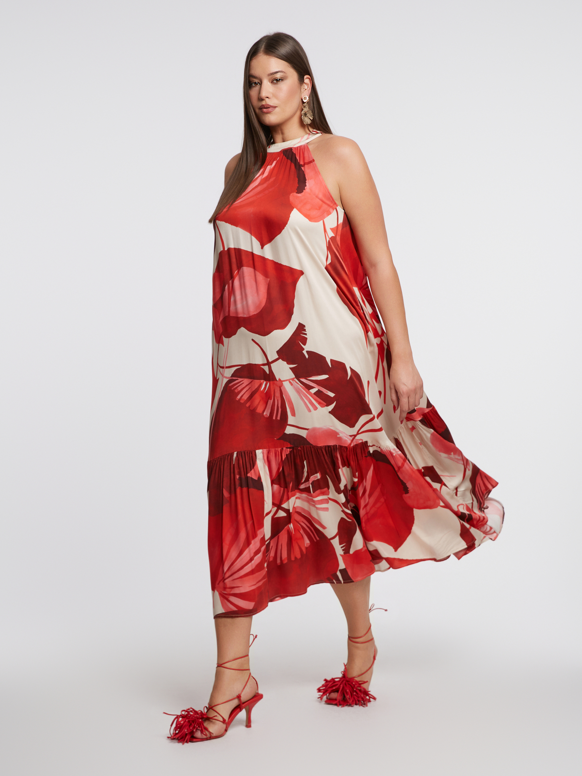 Maxi halter φόρεμα με φλόραλ μοτίβο φωτογραφία