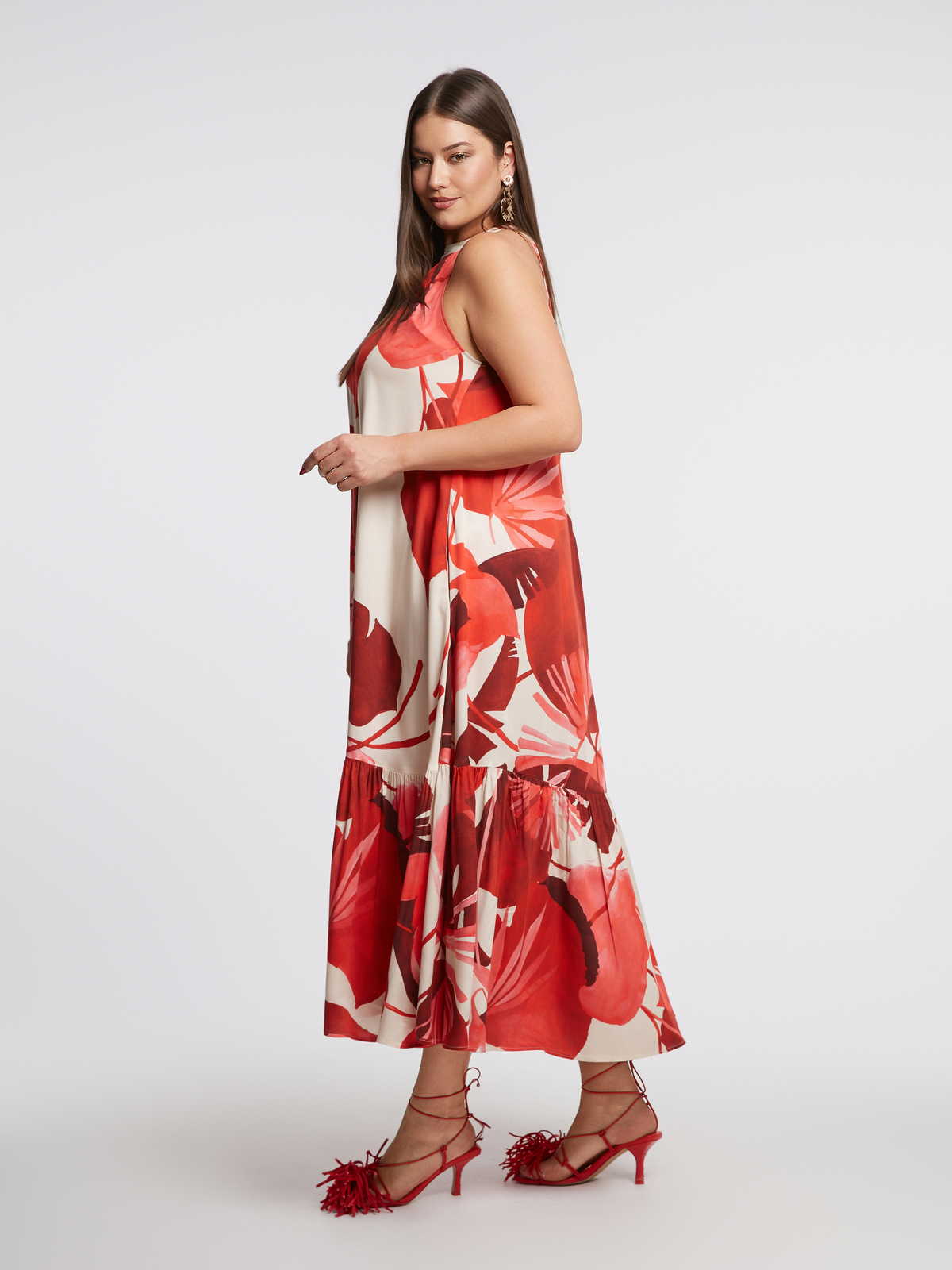 Maxi halter φόρεμα με φλόραλ μοτίβο φωτογραφία