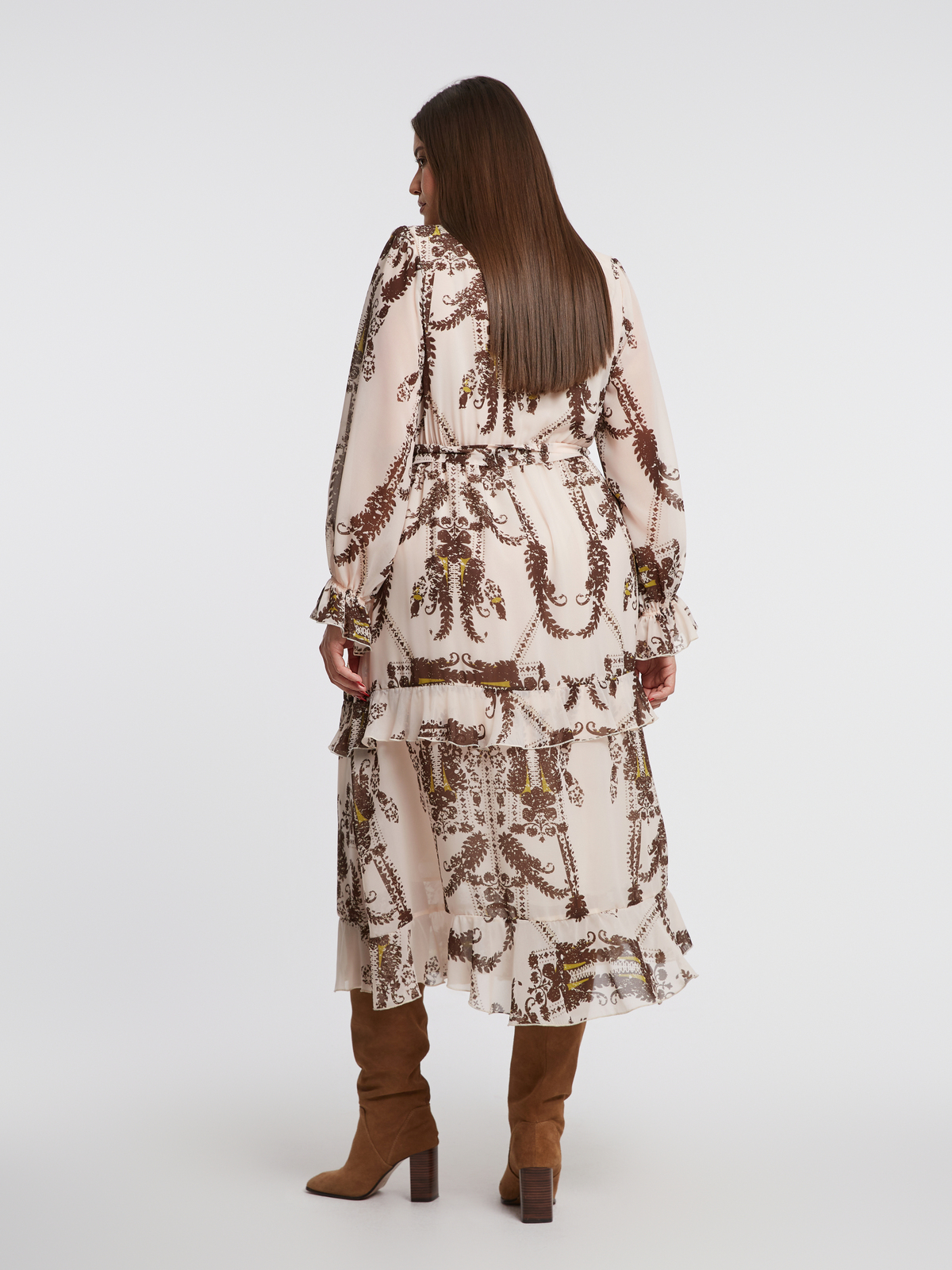 Midi φόρεμα με βολάν και paisley σχέδιο φωτογραφία