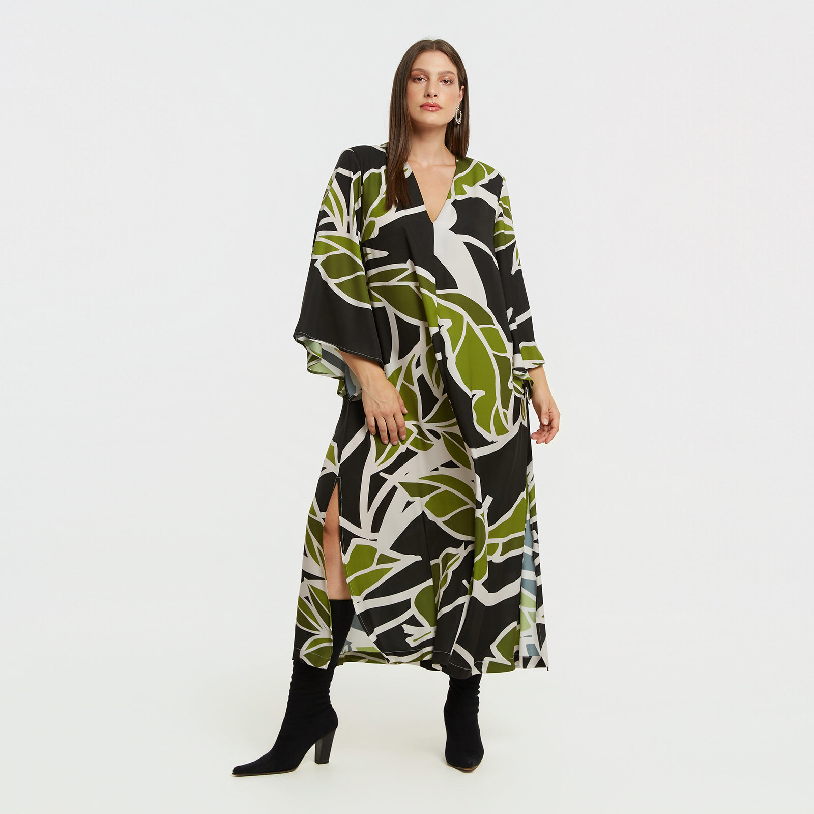 MAT FASHION Φόρεμα καφτάνι oversized εμπριμέ