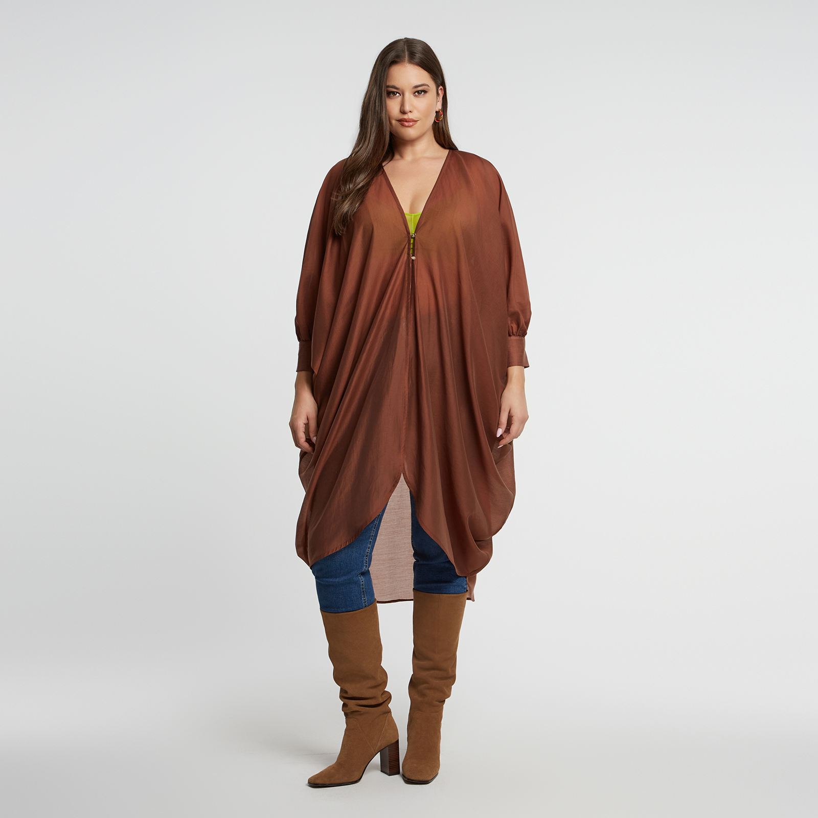 MAT FASHION Αέρινο φόρεμα τουνίκ με μπαλούν μανίκια