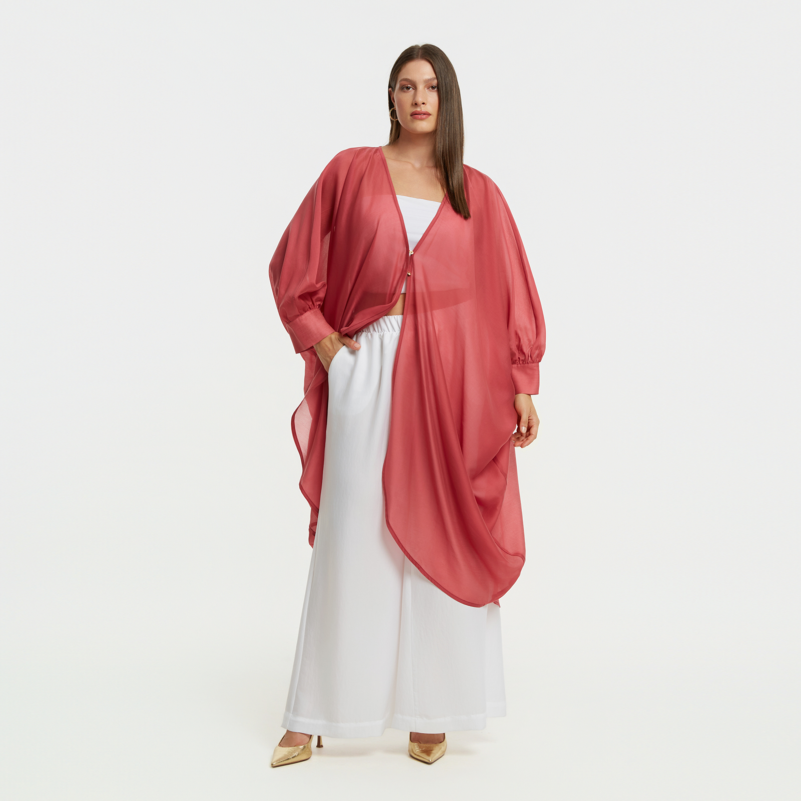 MAT FASHION Αέρινο φόρεμα τουνίκ με μπαλούν μανίκια