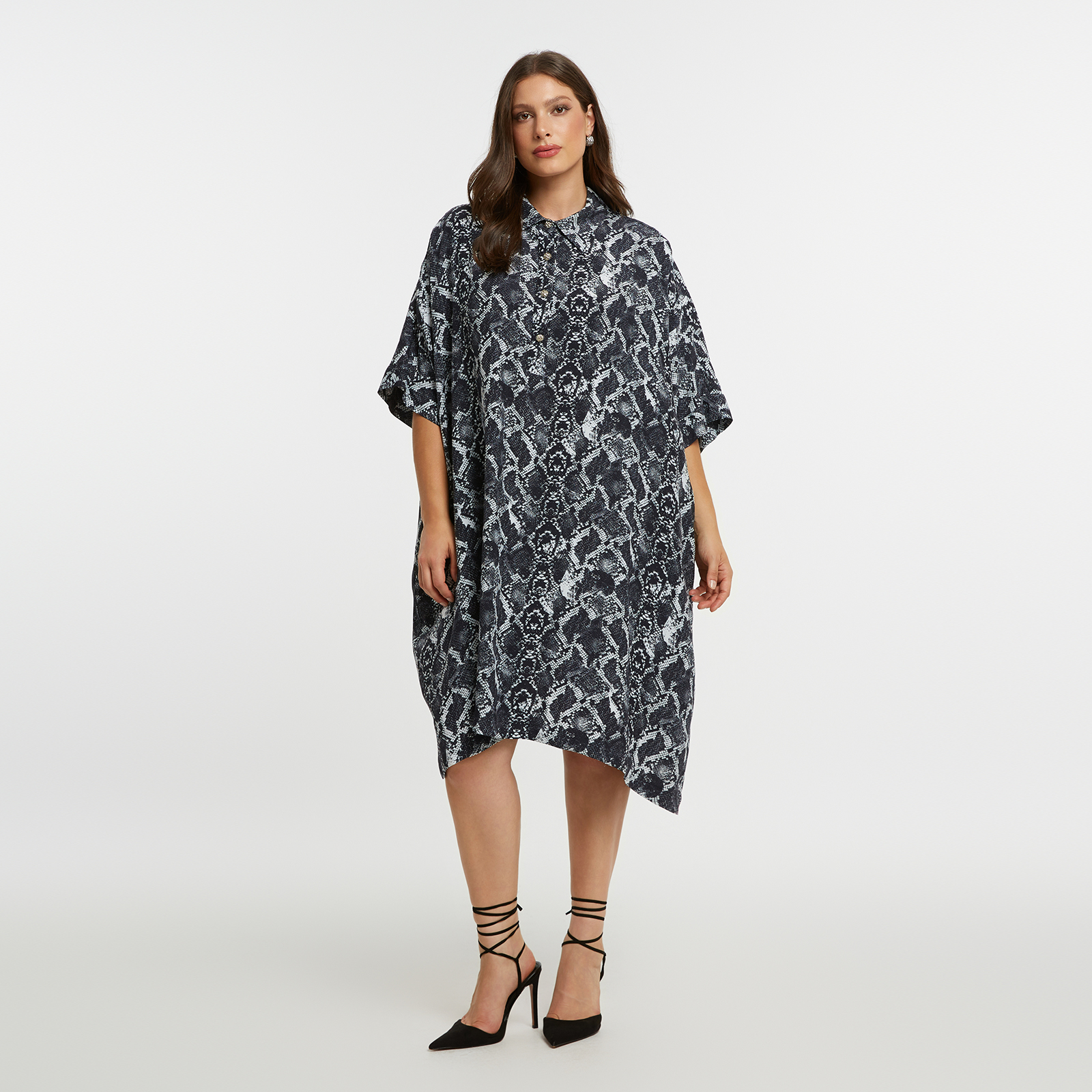 MAT FASHION Φόρεμα σεμιζιέ βισκόζη εμπριμέ
