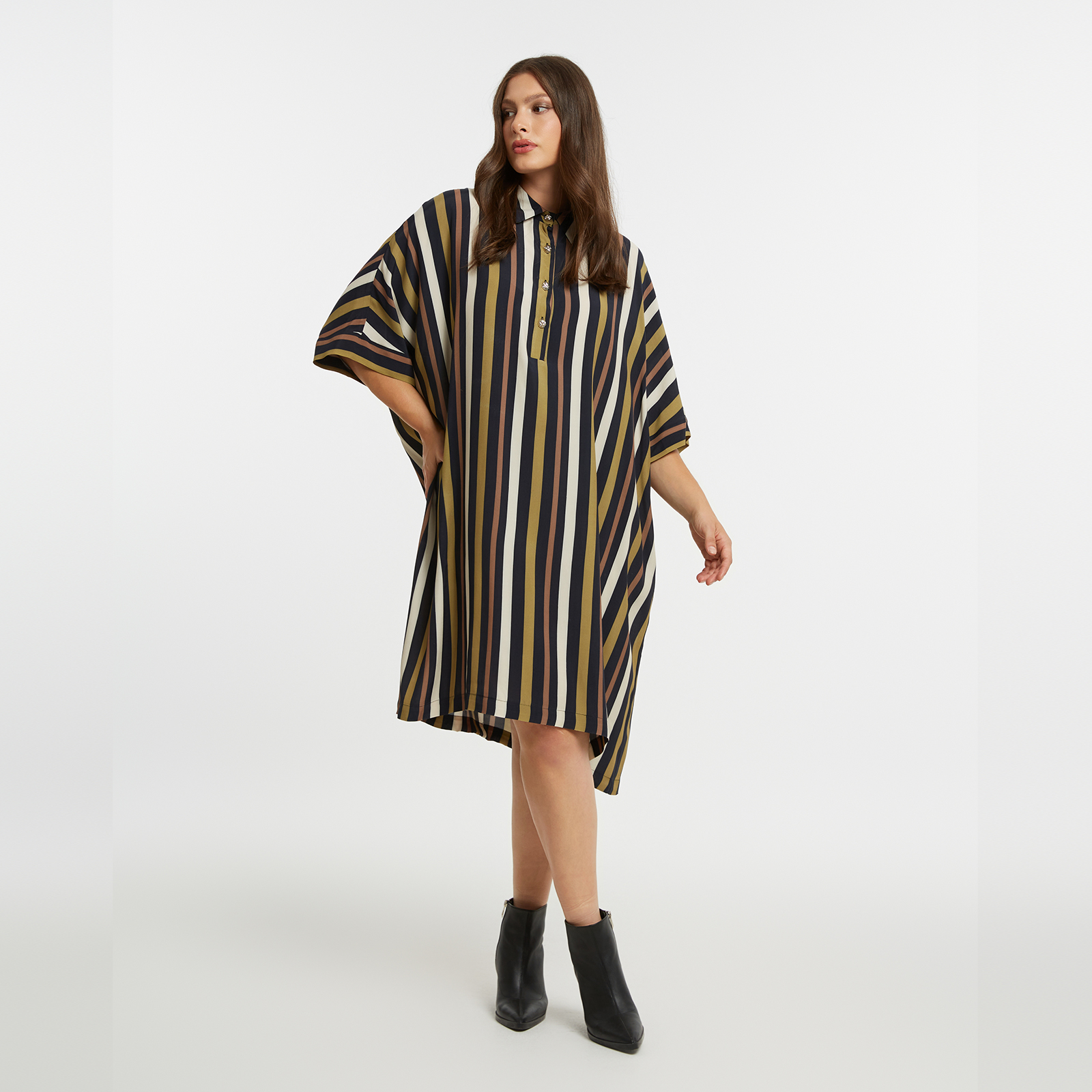 MAT FASHION Φόρεμα σεμιζιέ βισκόζη εμπριμέ