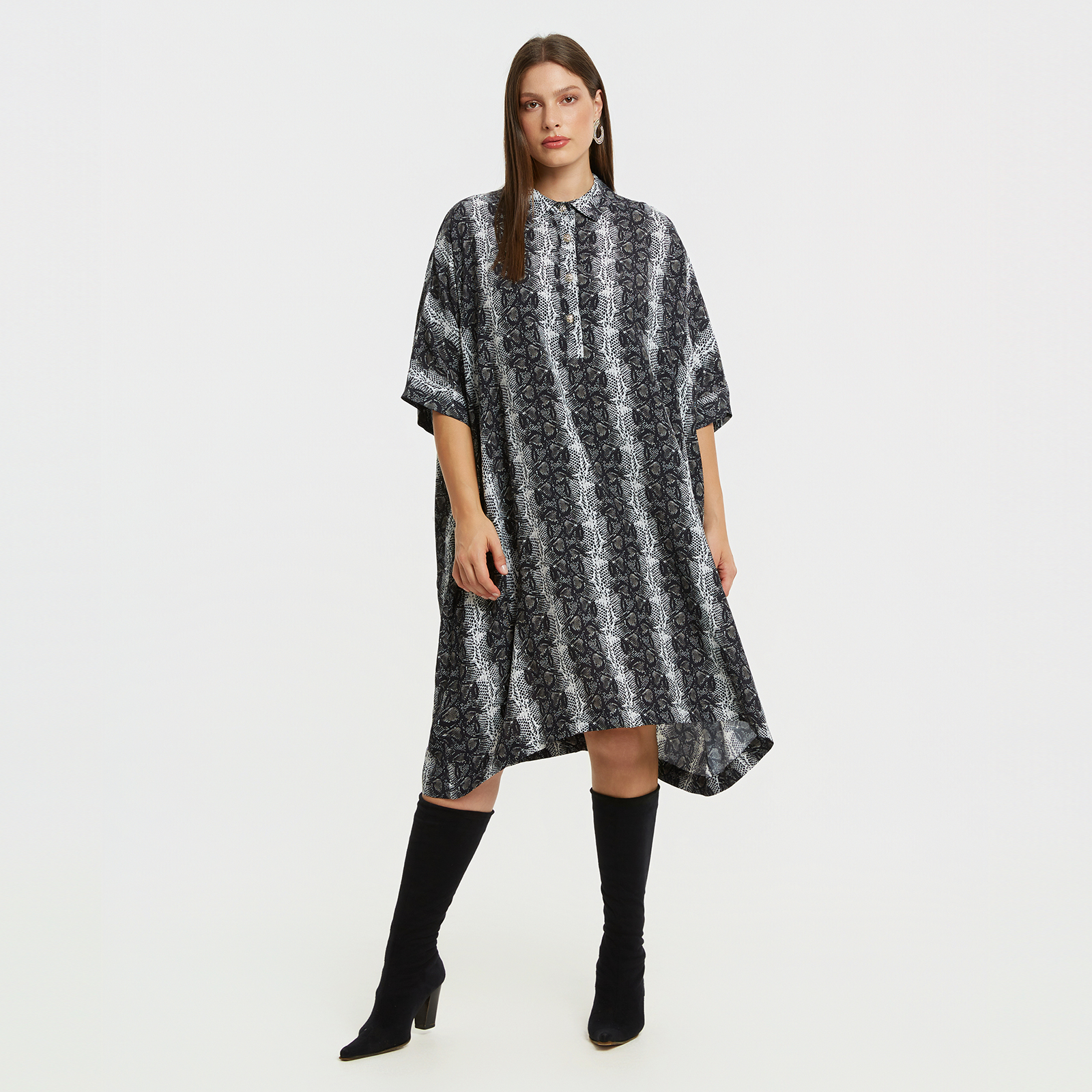 MAT FASHION Φόρεμα σεμιζιέ βισκόζη εμπριμέ