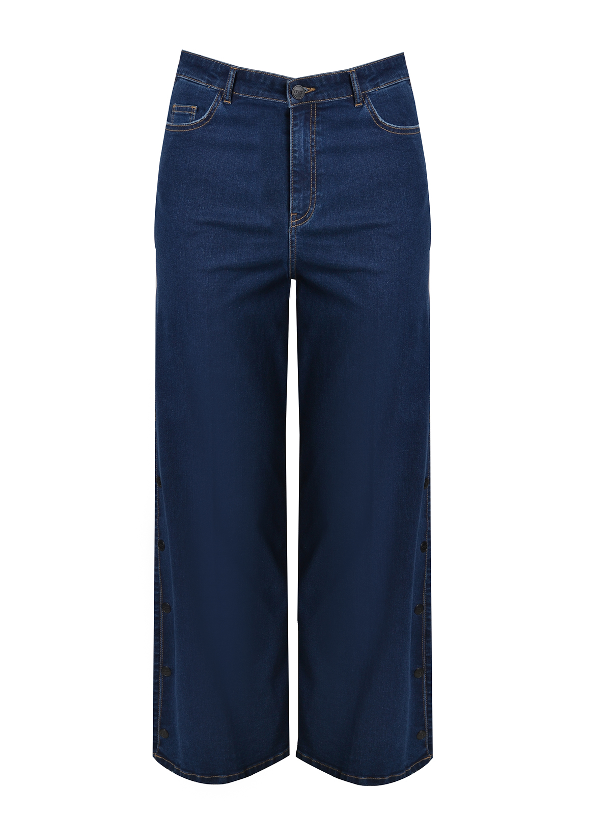 Ψηλόμεσο τζιν παντελόνι καμπάνα με κουμπιά στο πλάι φωτογραφία