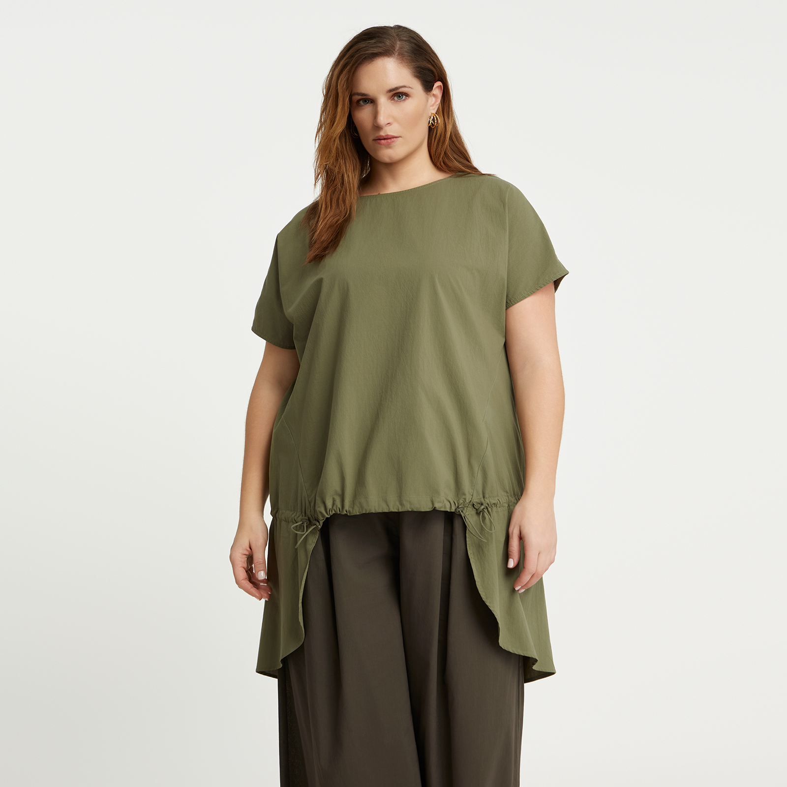 MAT FASHION Ασύμμετρη μπλούζα t-shirt βαμβακερή με δέσιμο μπροστά