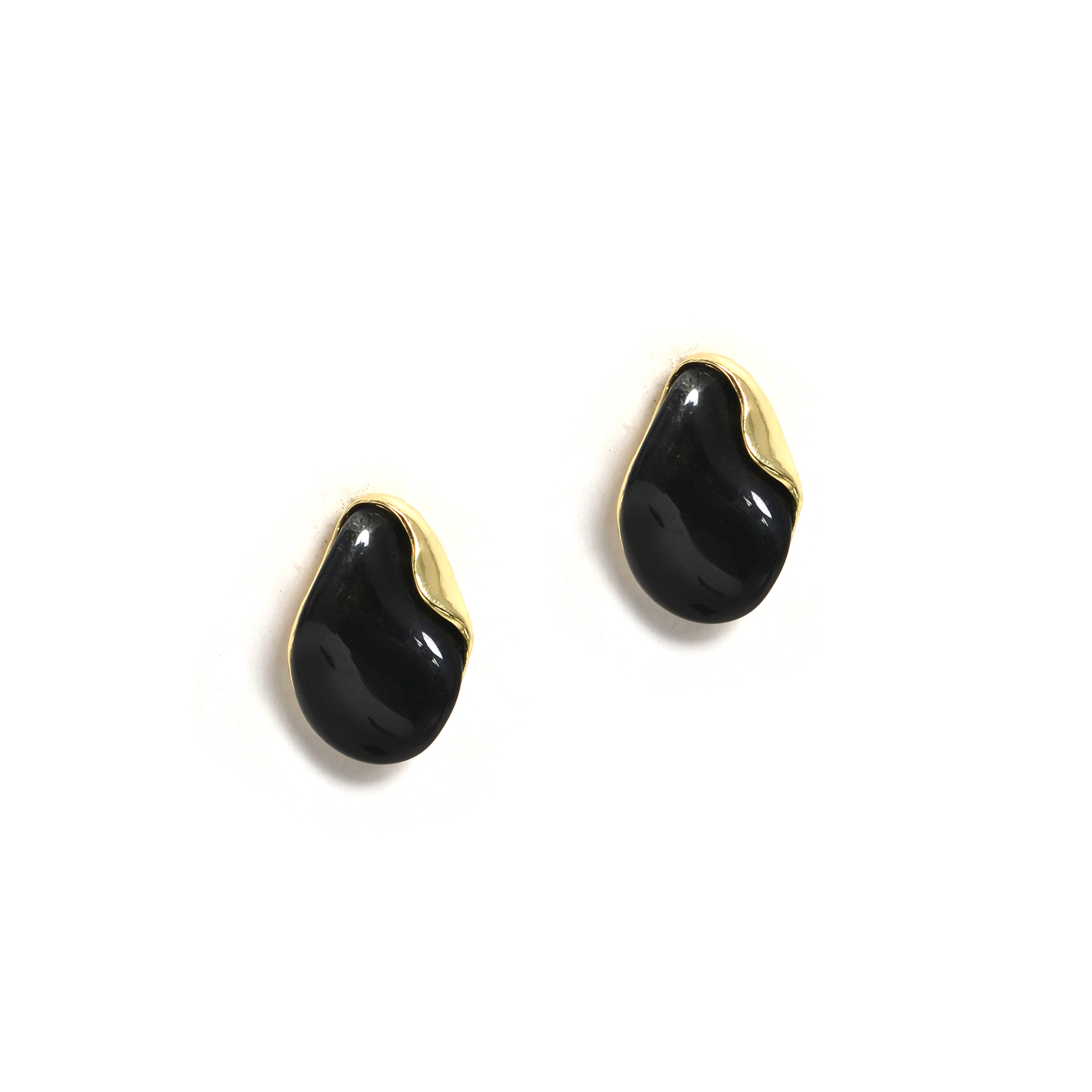 Abstract stud earrings with gold-tone accents