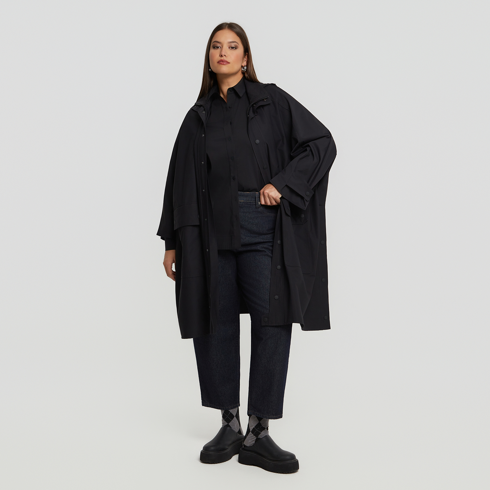 MAT FASHION Oversized πανωφόρι τύπου άνορακ με utility τσέπες