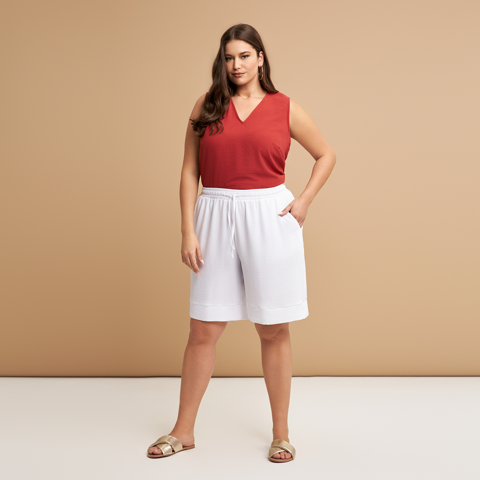 MAT FASHION Βερμούδα κρεπ airwashed με δέσιμο