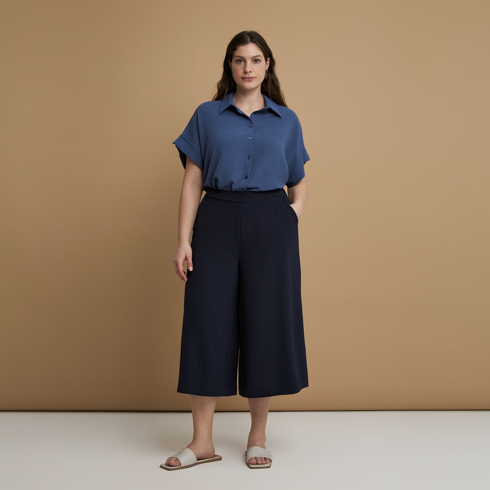 MAT FASHION Ζιπ κιλότ κρεπ airwashed