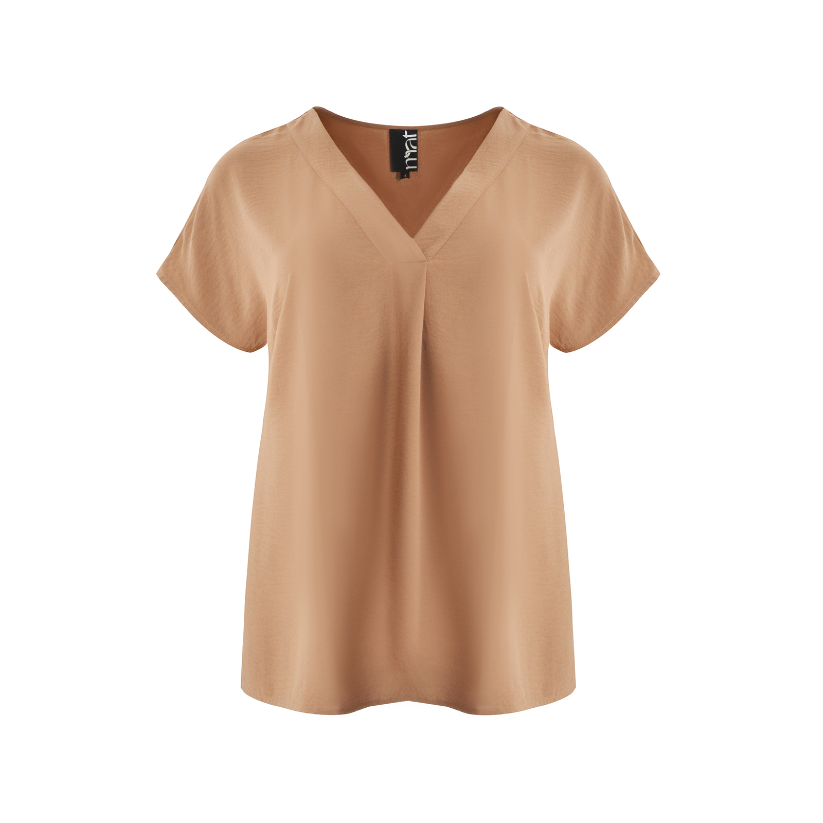 Μπλούζα κρεπ airwashed με V-λαιμόκοψη και πιέτα μπροστά