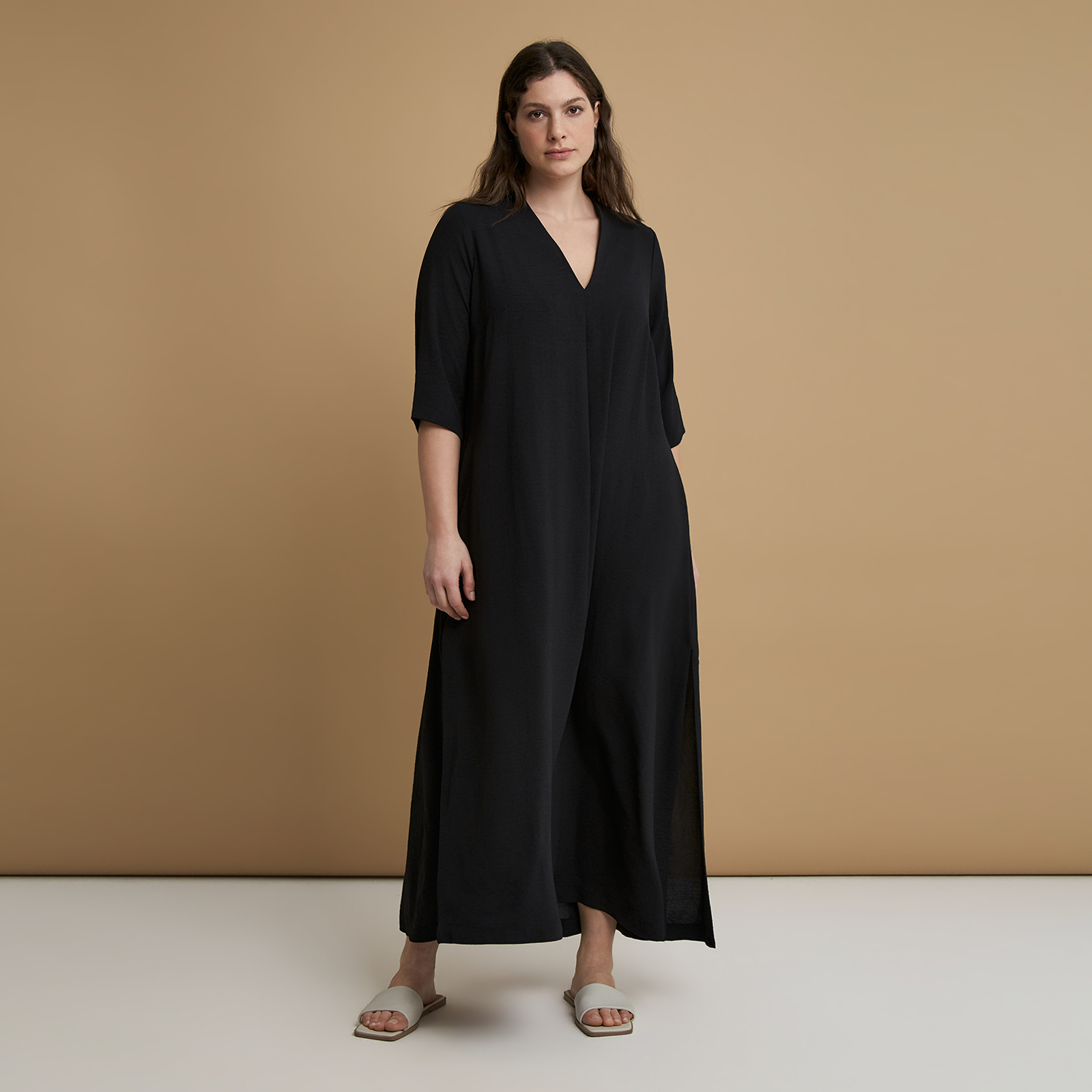 Airwashed crepe maxi dress