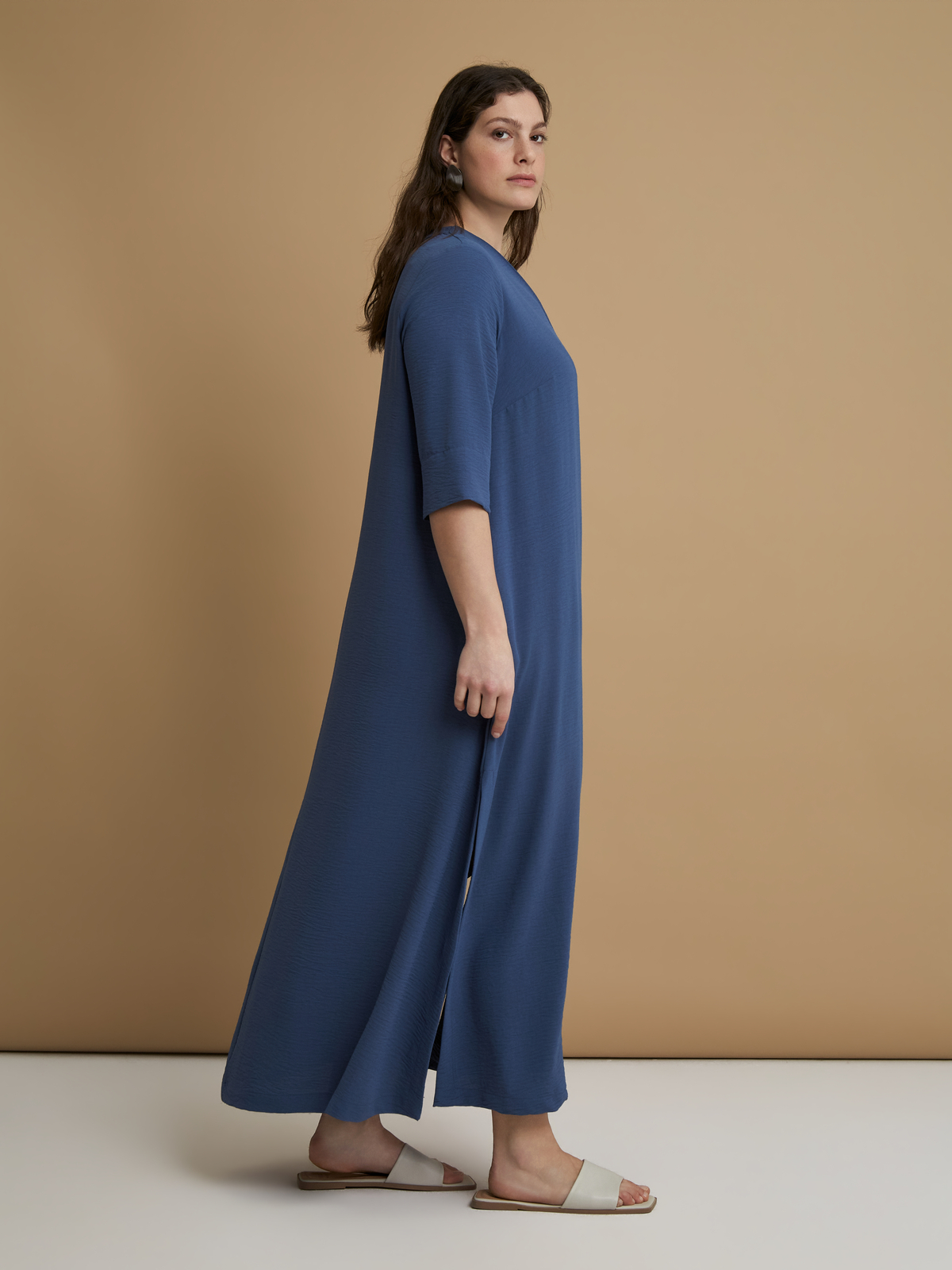 Maxi φόρεμα V κρεπ airwashed φωτογραφία