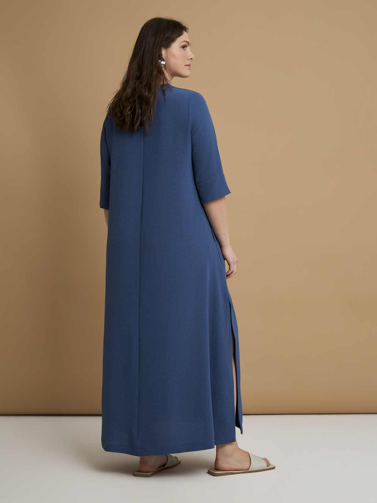 Maxi φόρεμα V κρεπ airwashed φωτογραφία