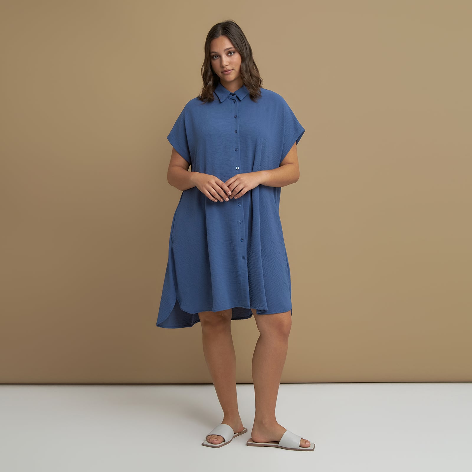 MAT FASHION Σεμιζιέ φόρεμα κρεπ airwashed