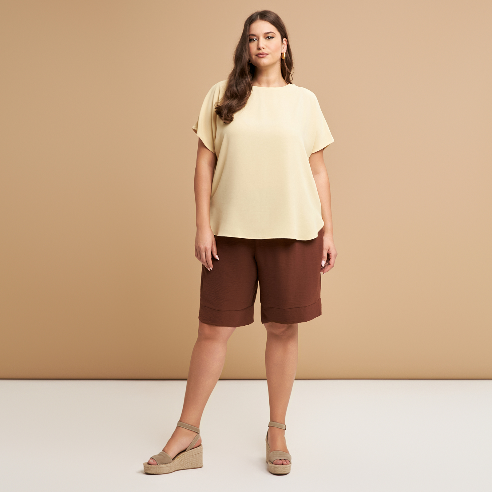 MAT FASHION Μπλούζα κρεπ airwashed με στρογγυλή λαιμόκοψη