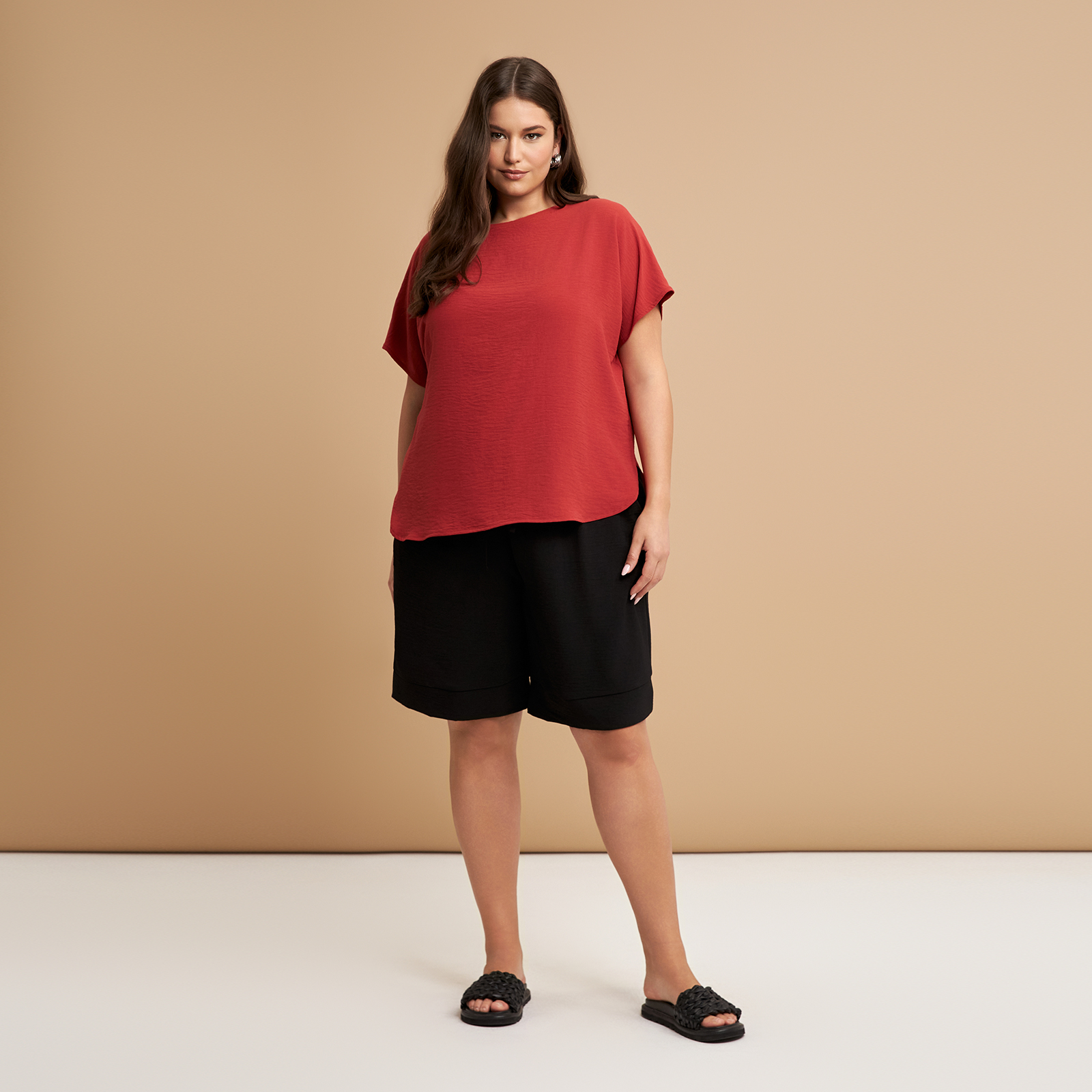 MAT FASHION Μπλούζα κρεπ airwashed με στρογγυλή λαιμόκοψη