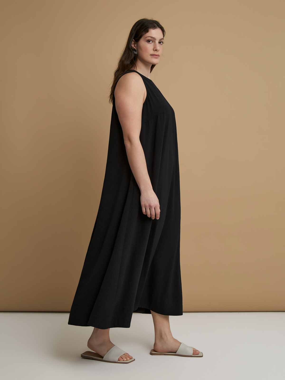 Αμάνικο maxi φόρεμα airwashed κρεπ φωτογραφία