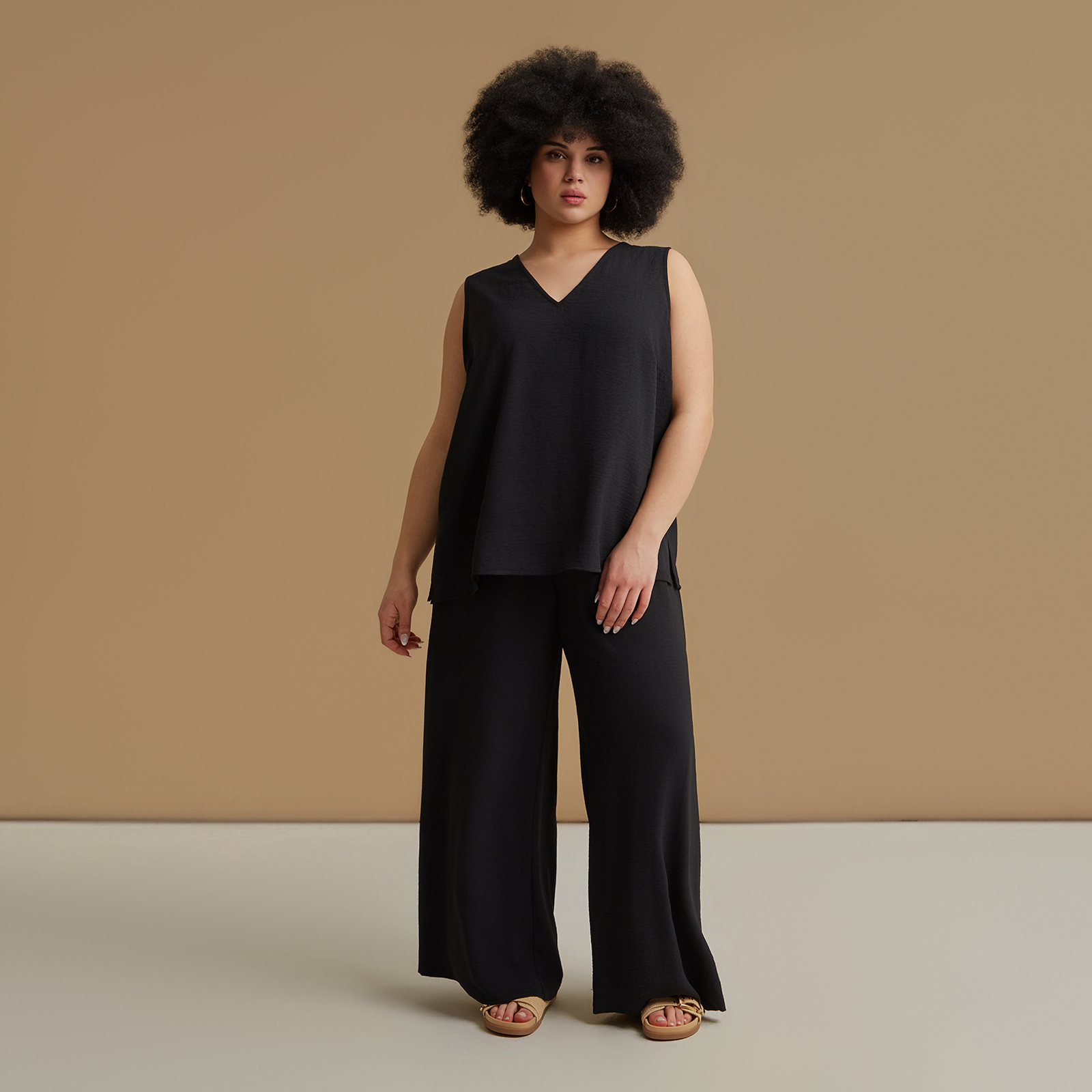 Airwashed crepe sleeveless top