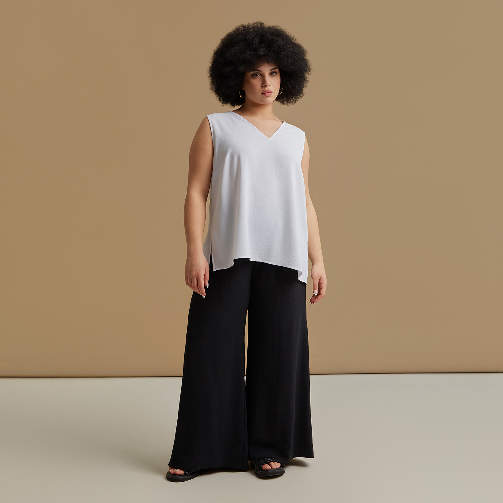 Airwashed crepe sleeveless top