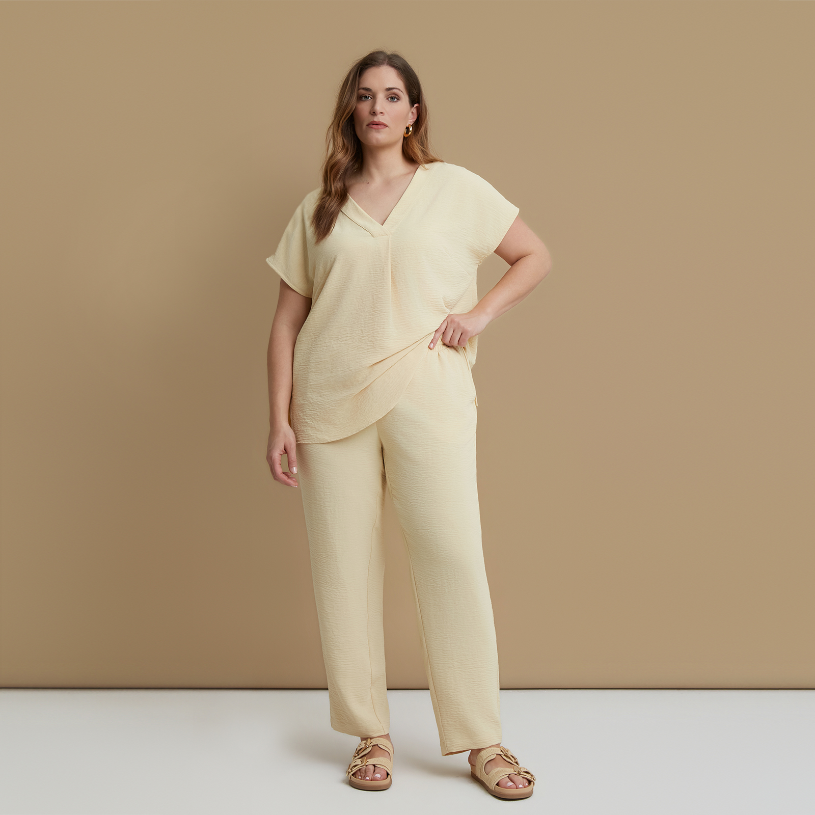 Airwashed crepe tapered-leg trousers