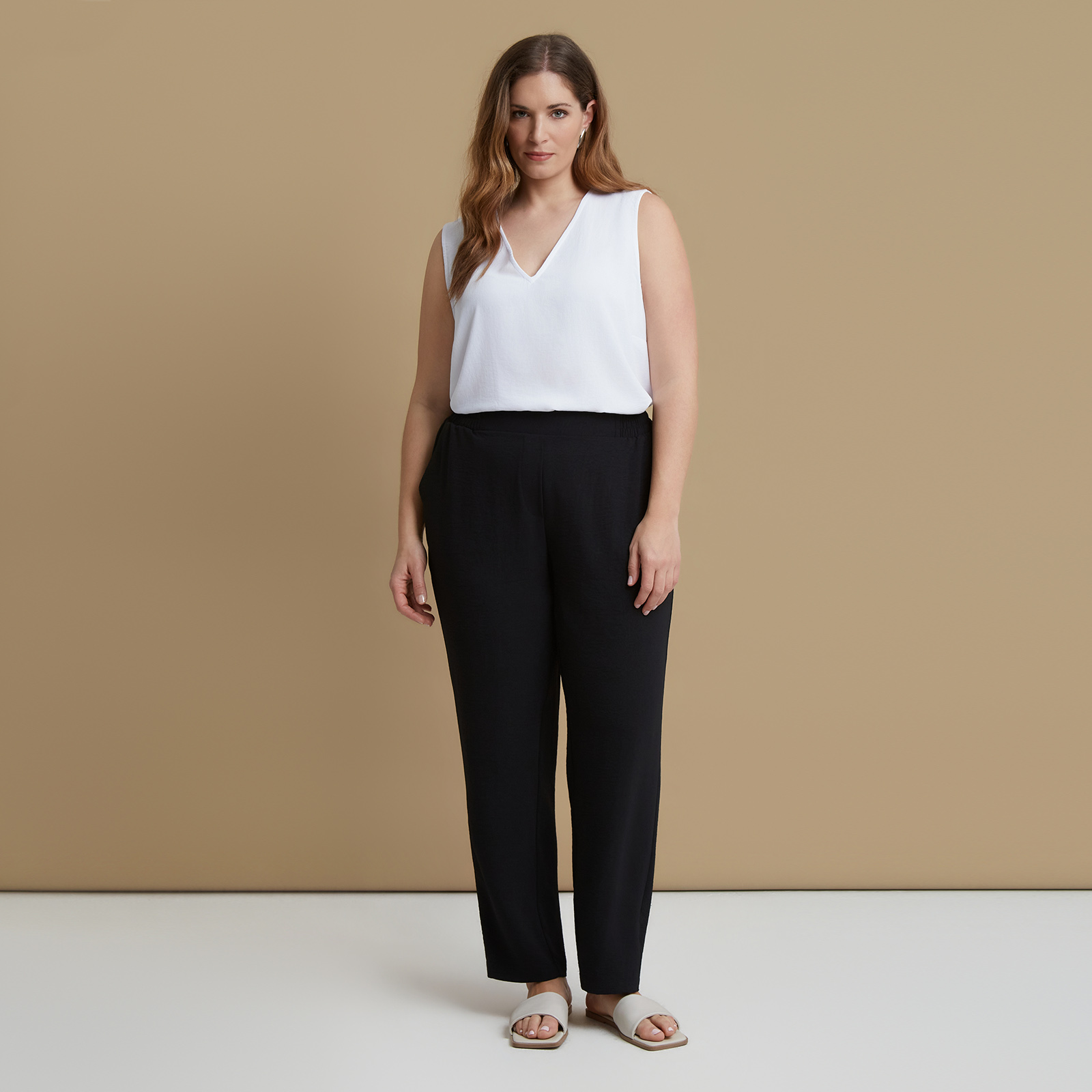 Airwashed crepe tapered-leg trousers