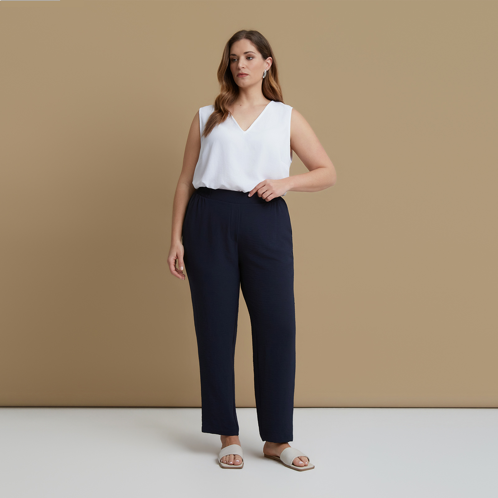 Airwashed crepe tapered-leg trousers
