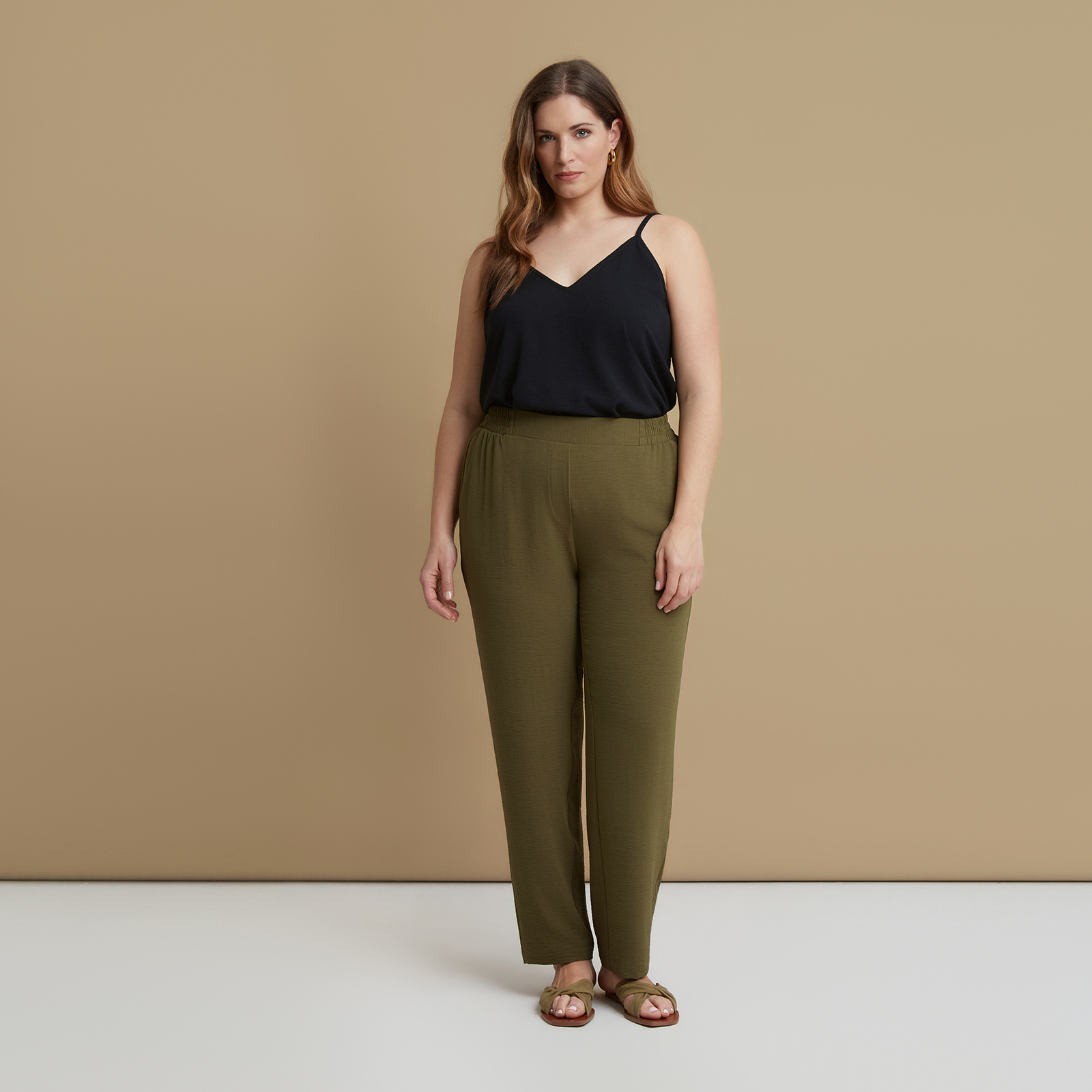 Airwashed crepe tapered-leg trousers