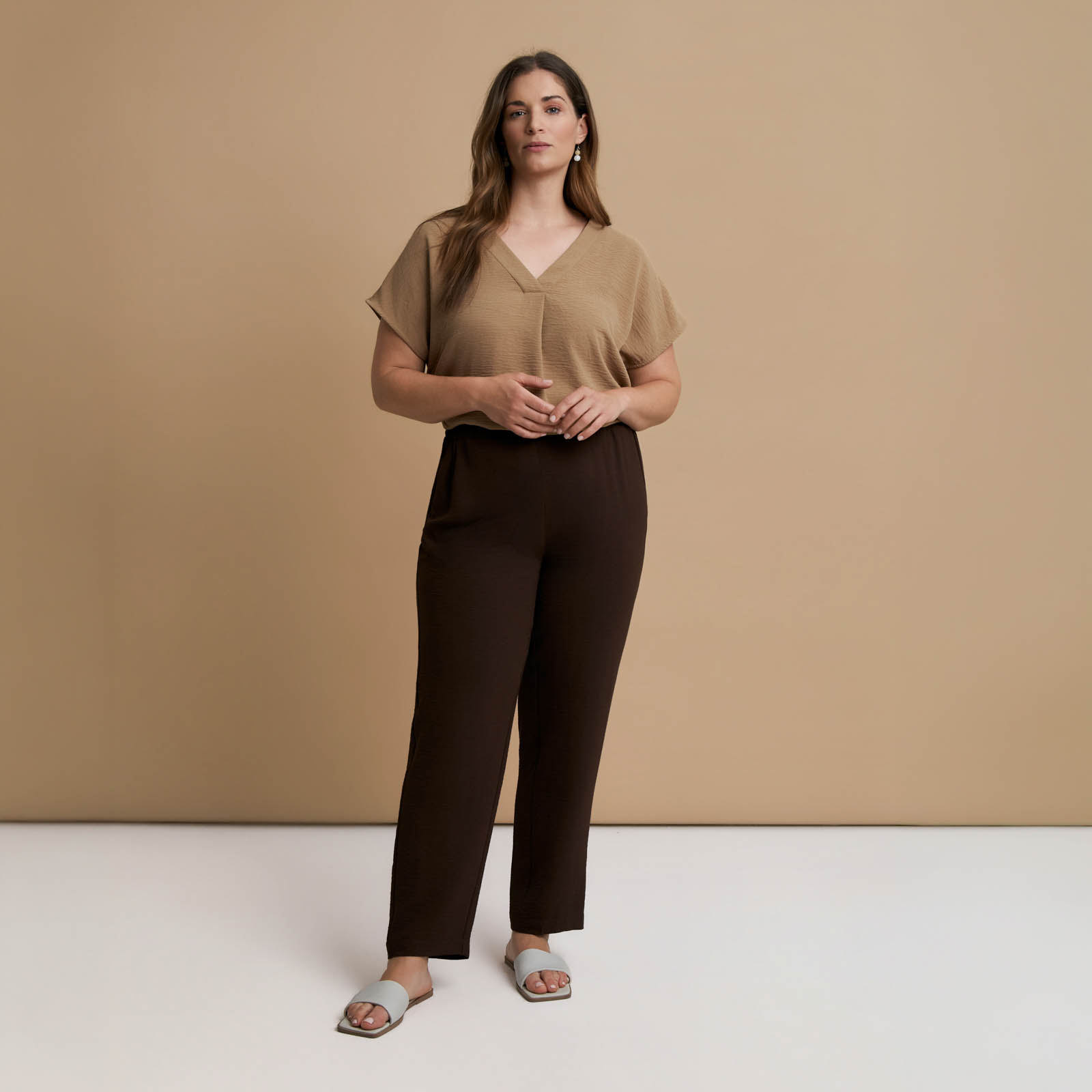 Airwashed crepe tapered-leg trousers