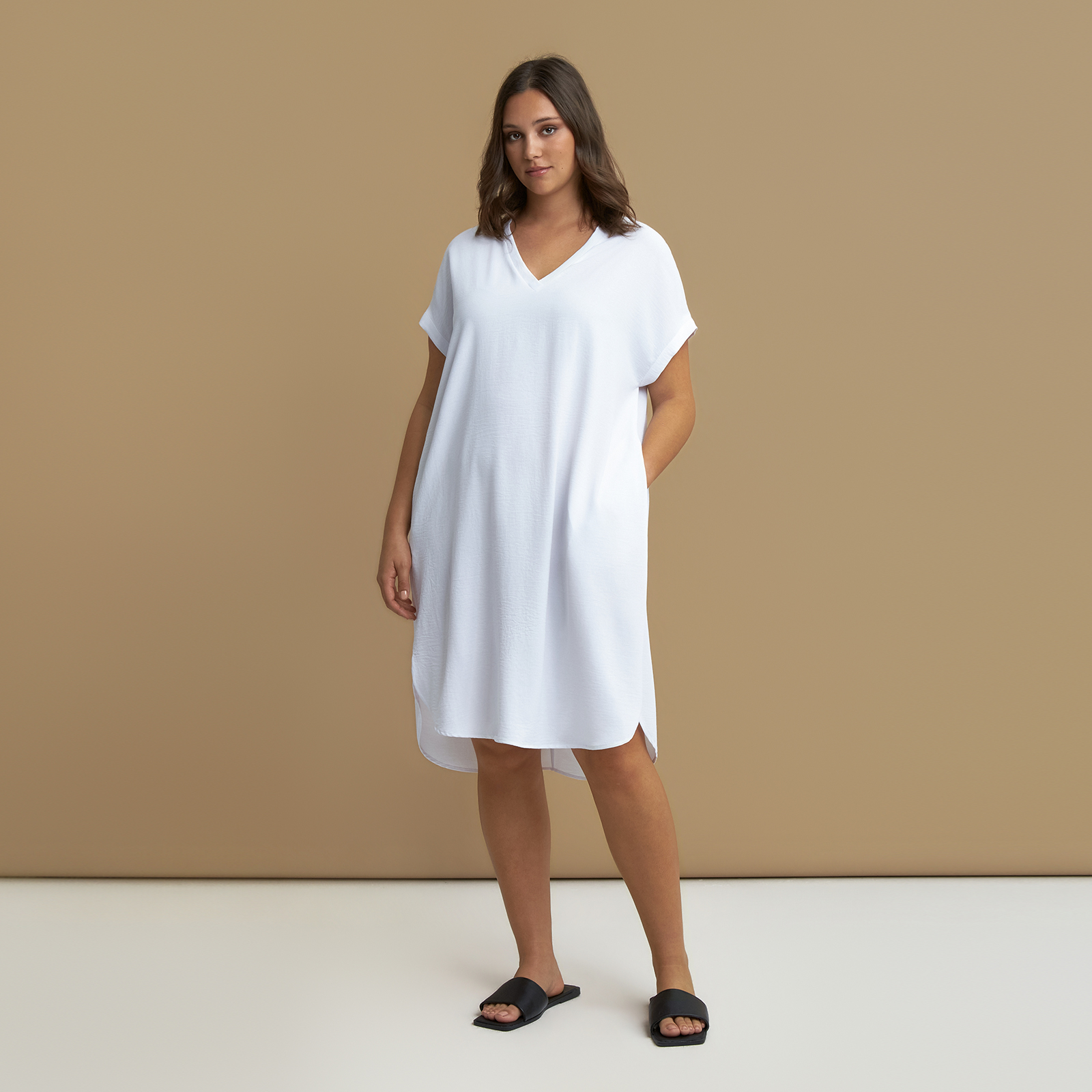 MAT FASHION Φόρεμα κρεπ airwashed V