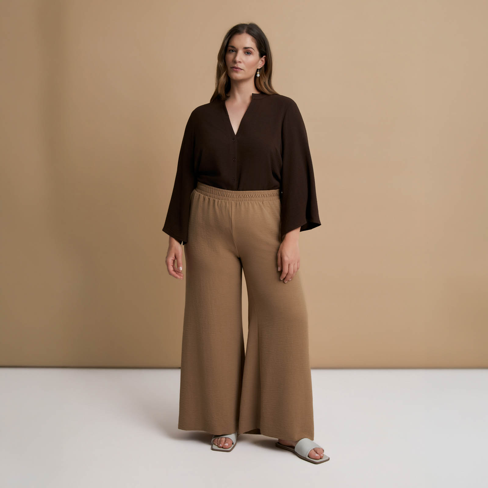 Airwashed crepe wide-leg trousers