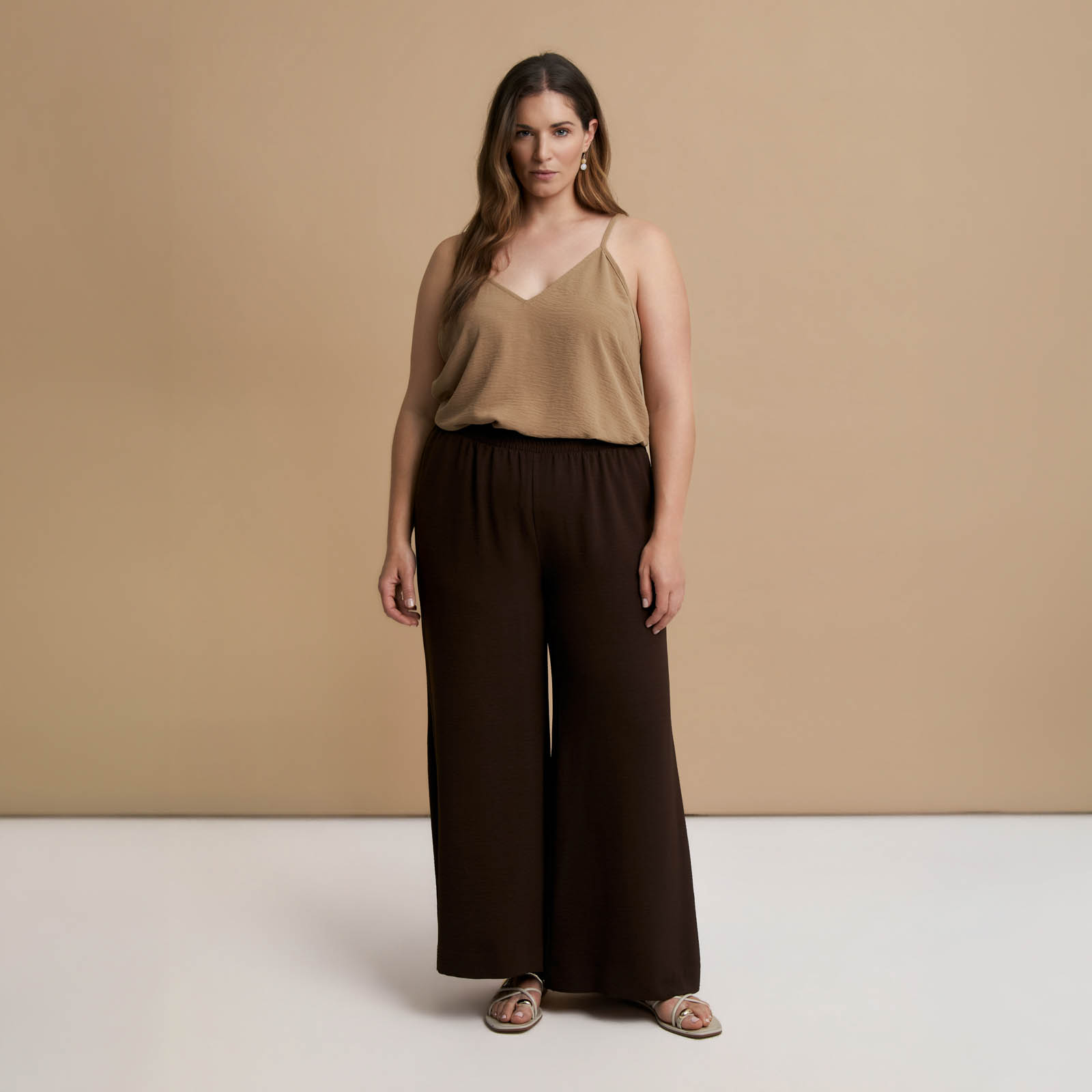 Airwashed crepe wide-leg trousers