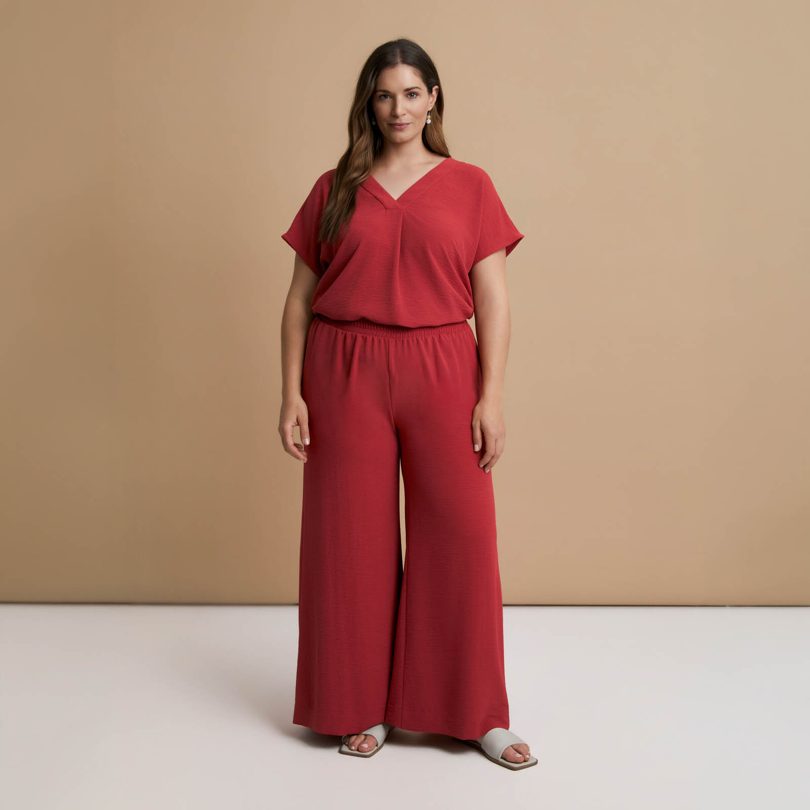 Airwashed crepe wide-leg trousers