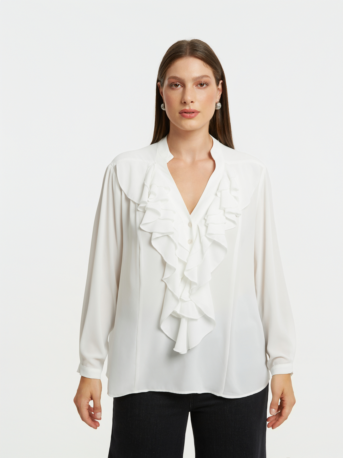 Μακρυμάνικη μπλούζα με βολάν φωτογραφία