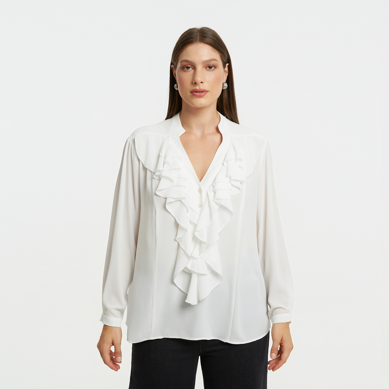 MAT FASHION Μακρυμάνικη μπλούζα με βολάν