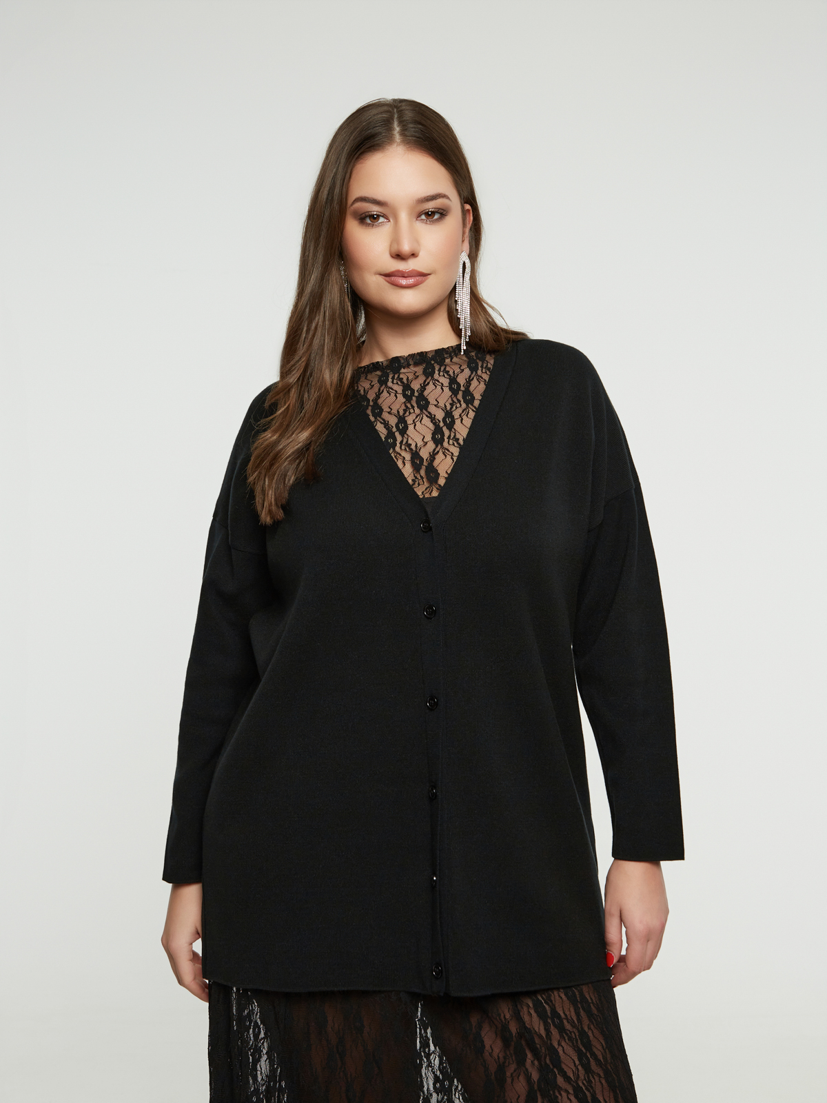 Basic πλεκτή ζακέτα με κουμπιά φωτογραφία