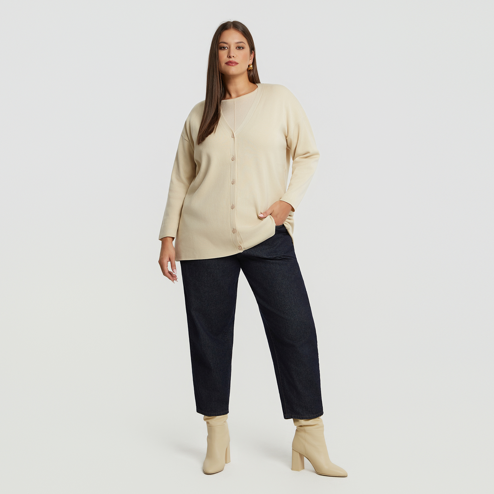 MAT FASHION Basic πλεκτή ζακέτα με κουμπιά