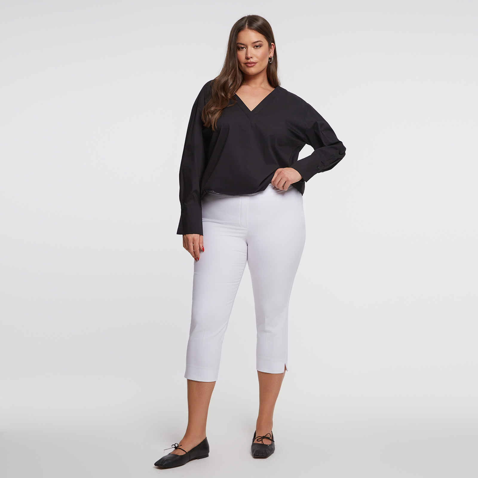 MAT FASHION Basic βαμβακερό παντελόνι κάπρι