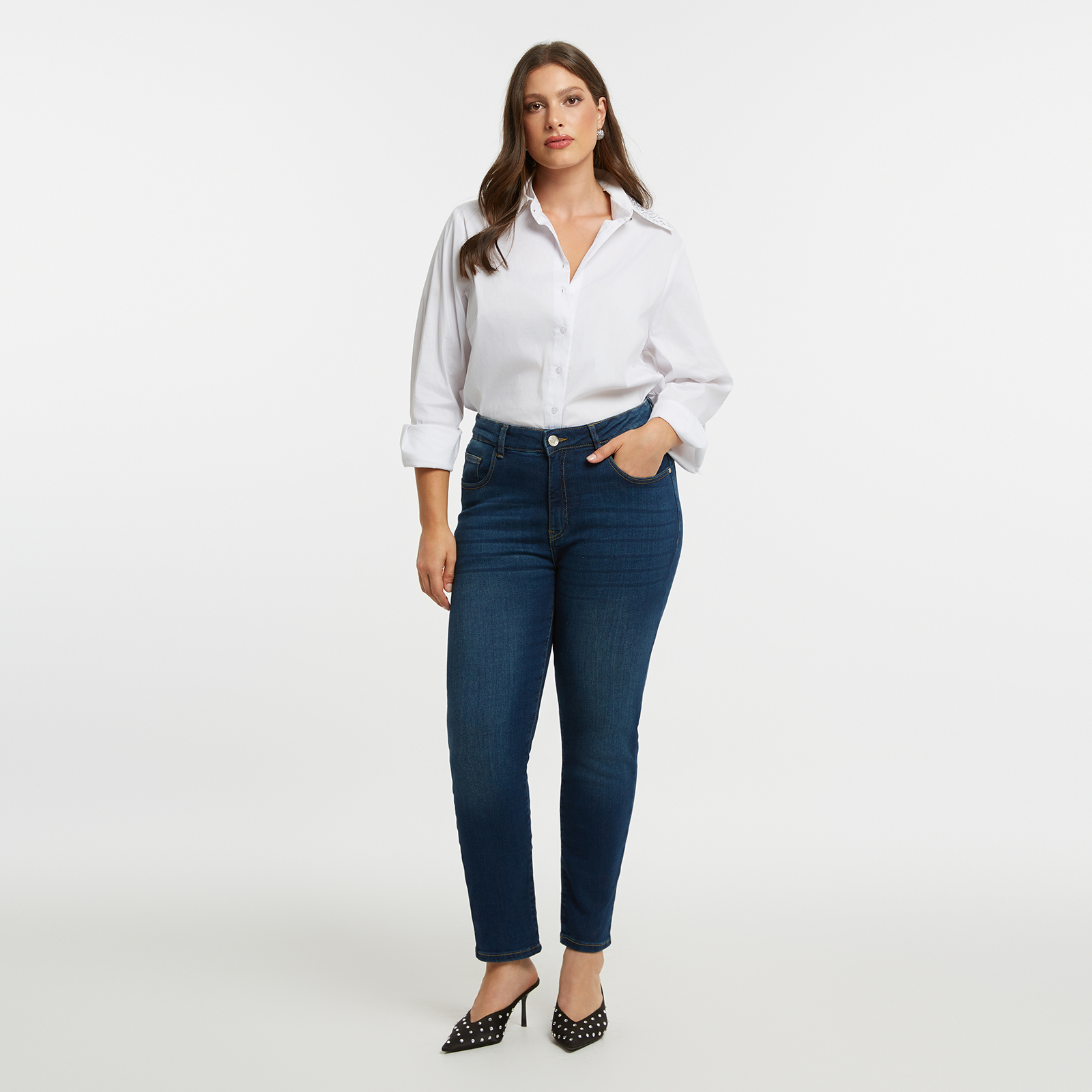 MAT FASHION Ψηλόμεσο basic τζιν σε slim γραμμή