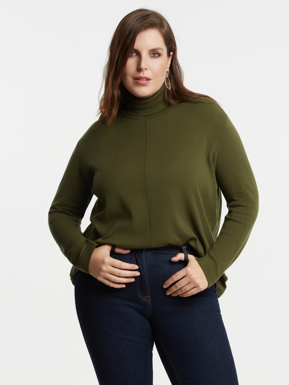 Basic πλεκτή μπλούζα ζιβάγκο με ραφή μπροστά φωτογραφία